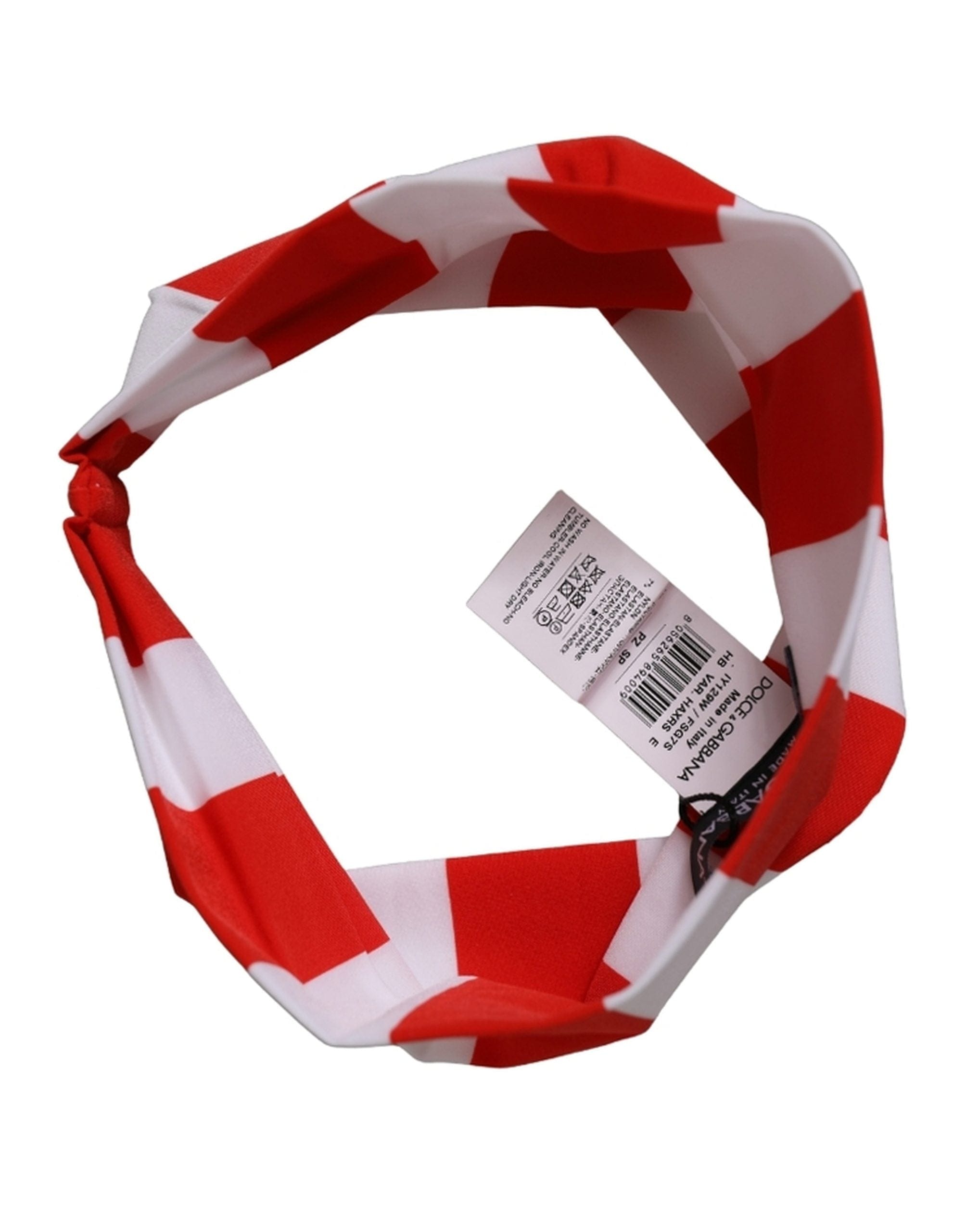Dolce & Gabbana Red White Stripes Nylon Head Wrap One Size Women's Headband