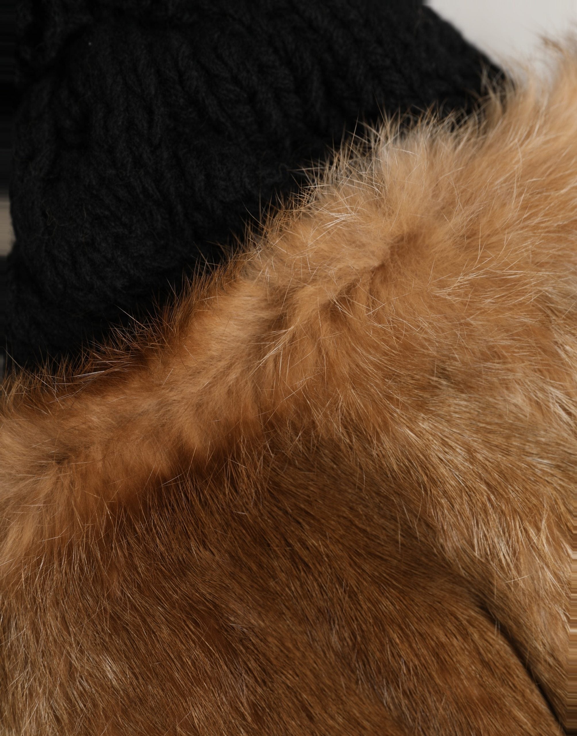 Dolce & Gabbana Black Brown Dyed Rabbit Real Fur Winter Beanie Women's Hat