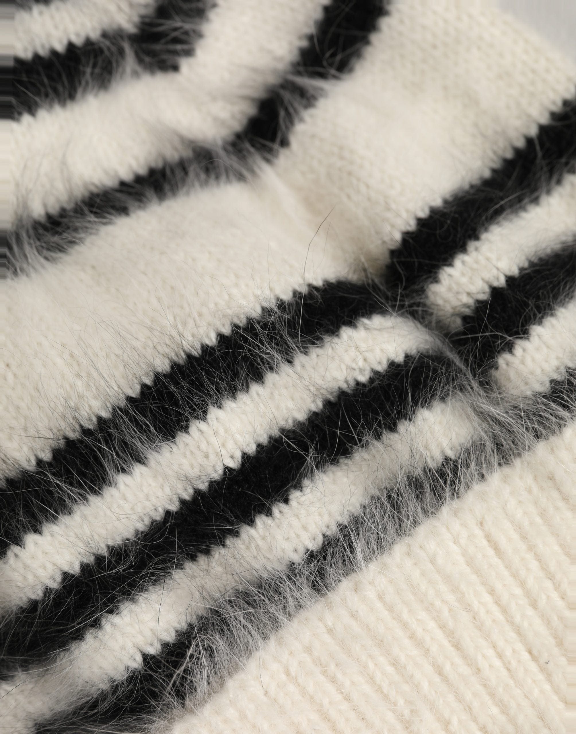 Dolce & Gabbana Black White Striped Angora Knitted Beanie One Size Women's Hat