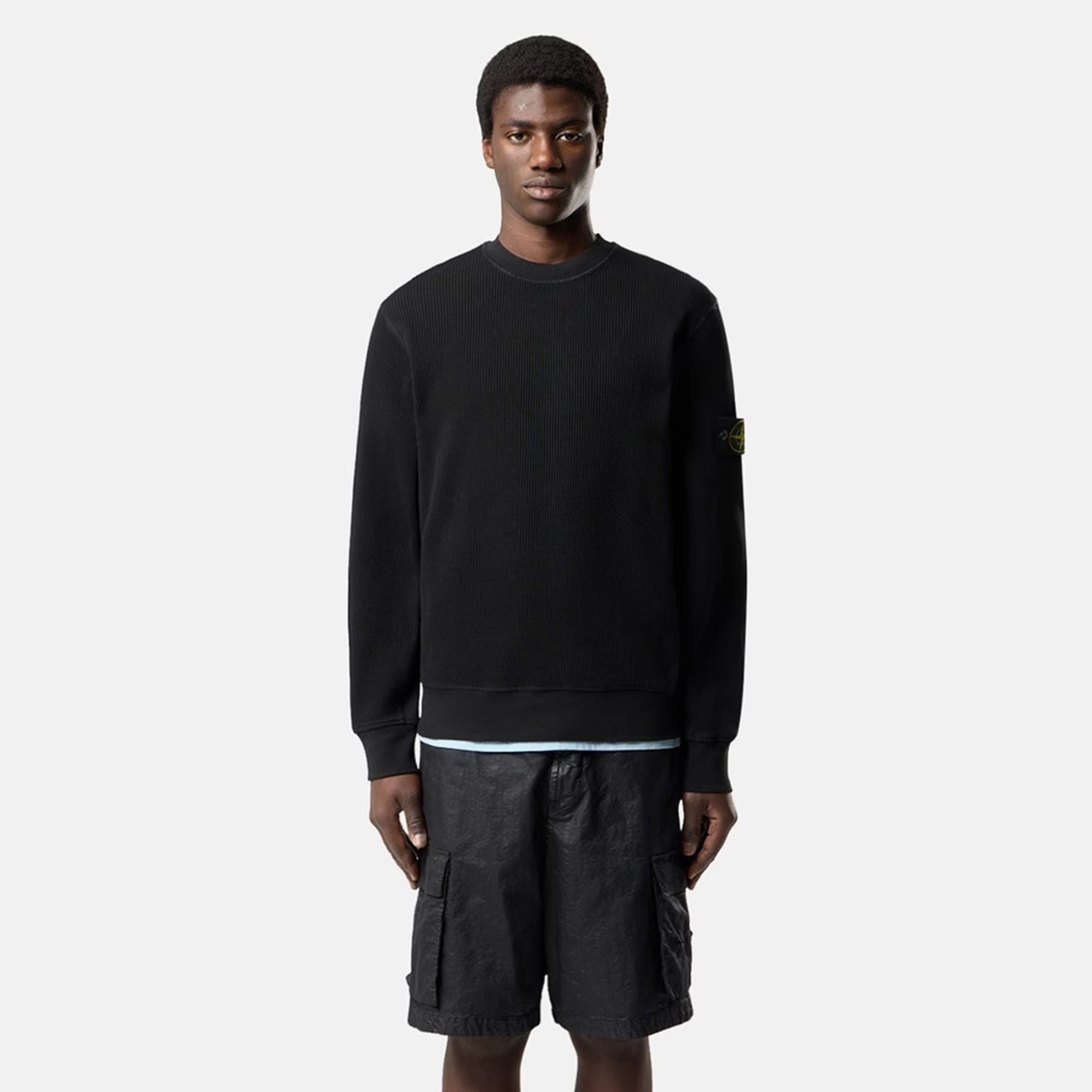 Stone Island Mens Organic Cotton Waffle Fleece Sweatshirt