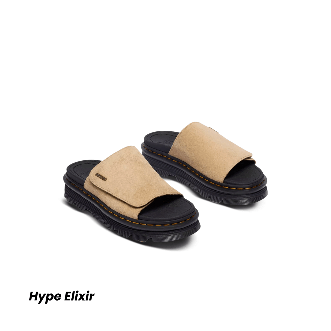 Dr. Martens Zebzag Slides Suede Strap Platform Sandal Savannah Tan