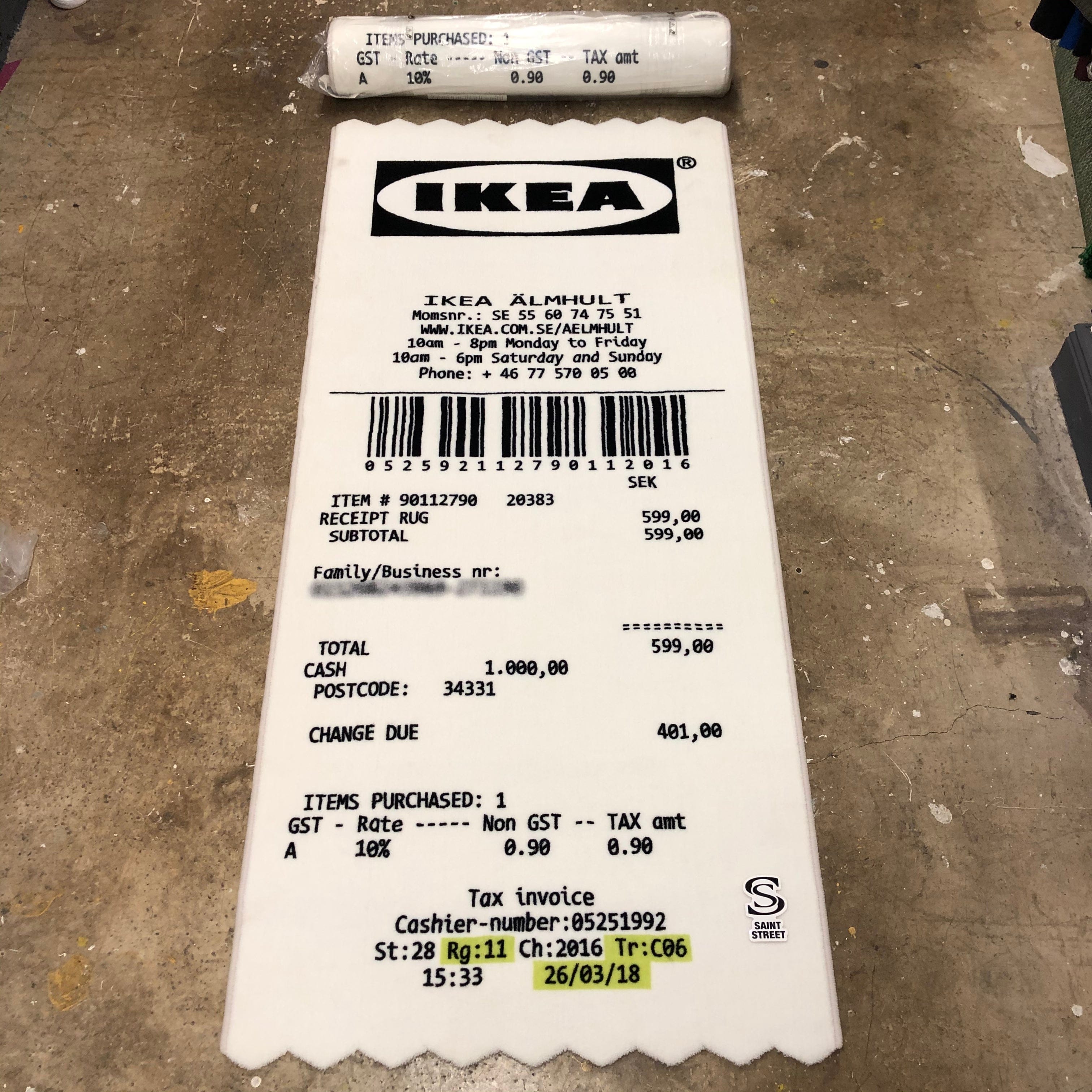 Off-White Ikea x Off White Receipt Rug
