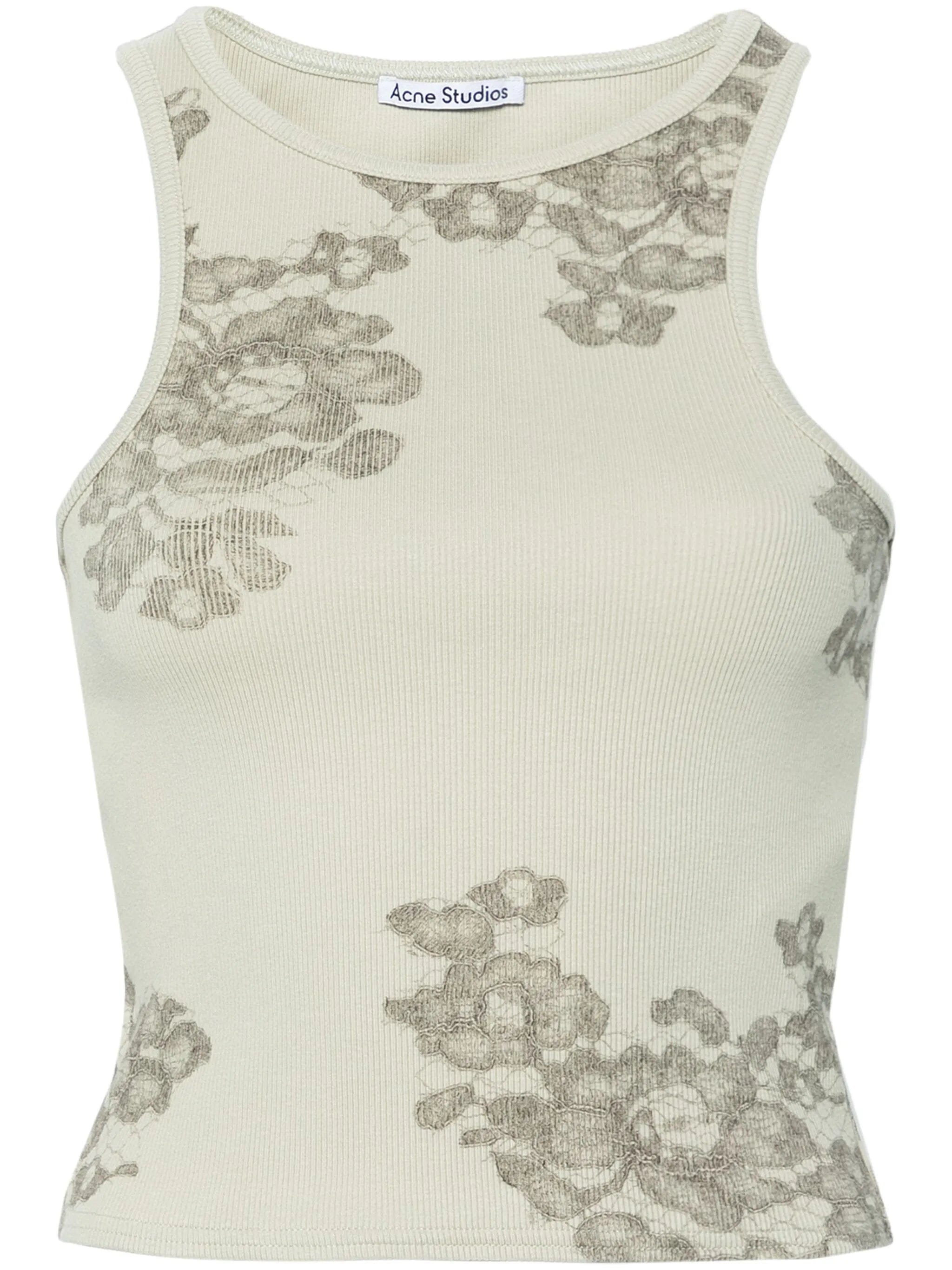 Acne Studios lace - print ribbed tank top