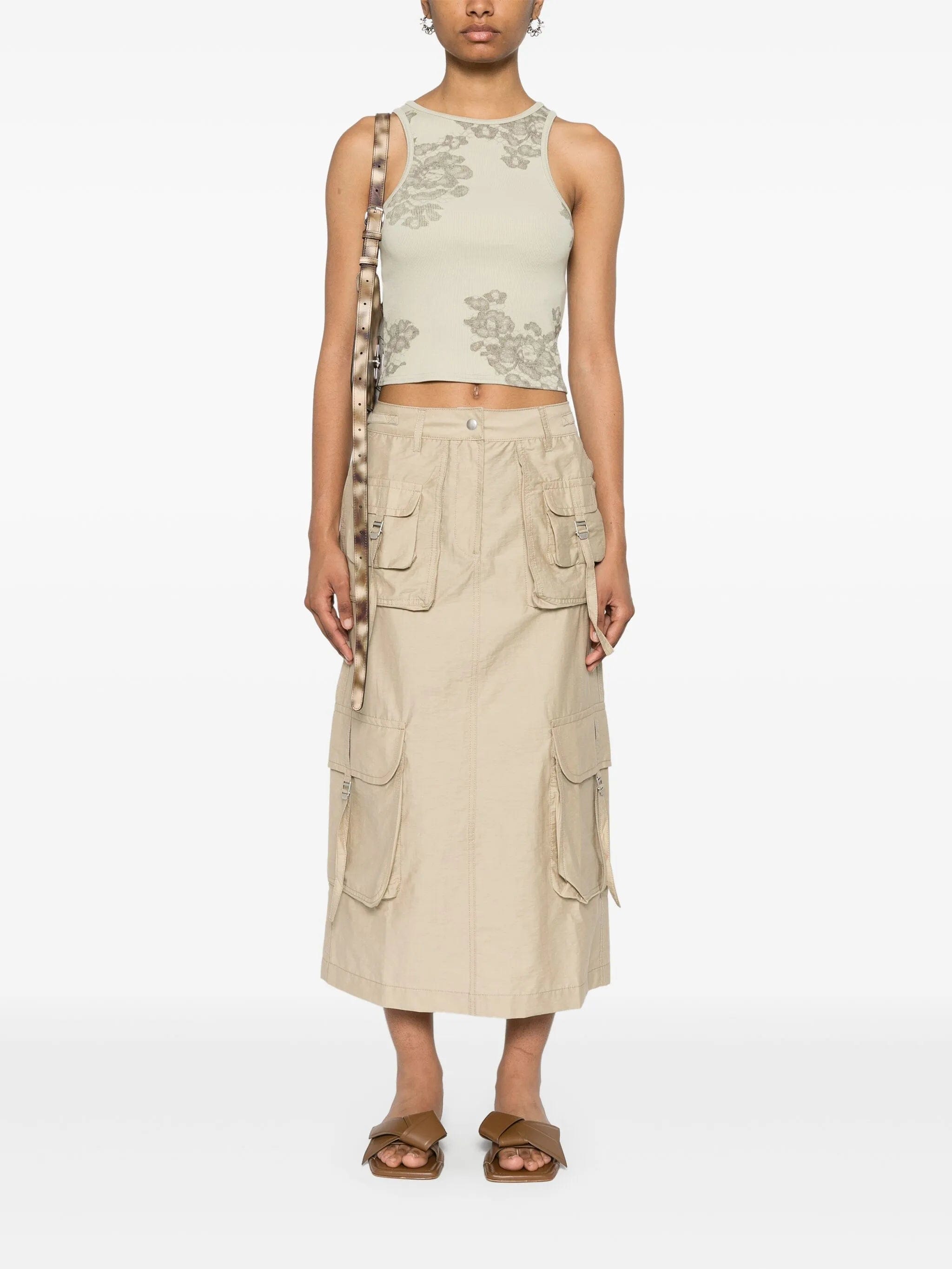 Acne Studios lace - print ribbed tank top