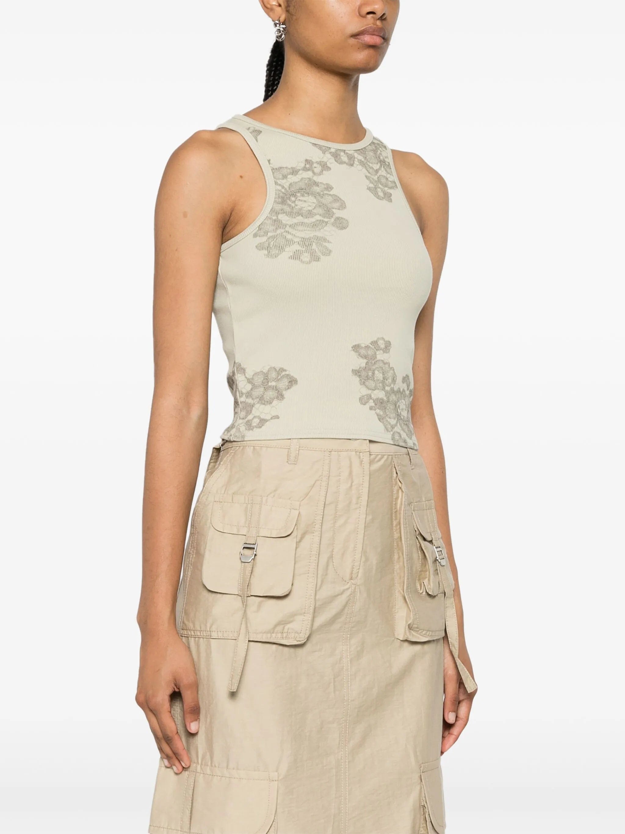 Acne Studios lace - print ribbed tank top