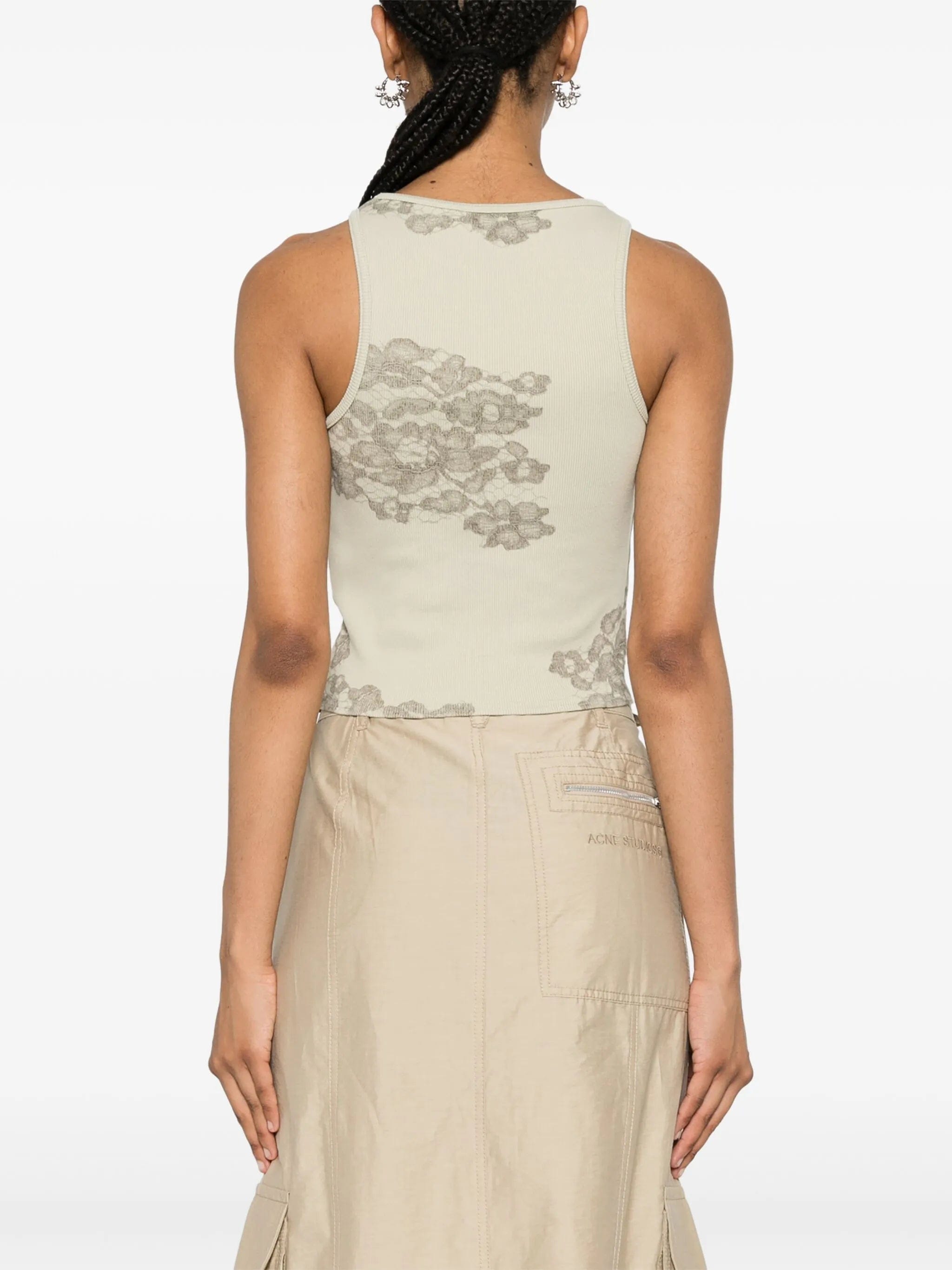 Acne Studios lace - print ribbed tank top