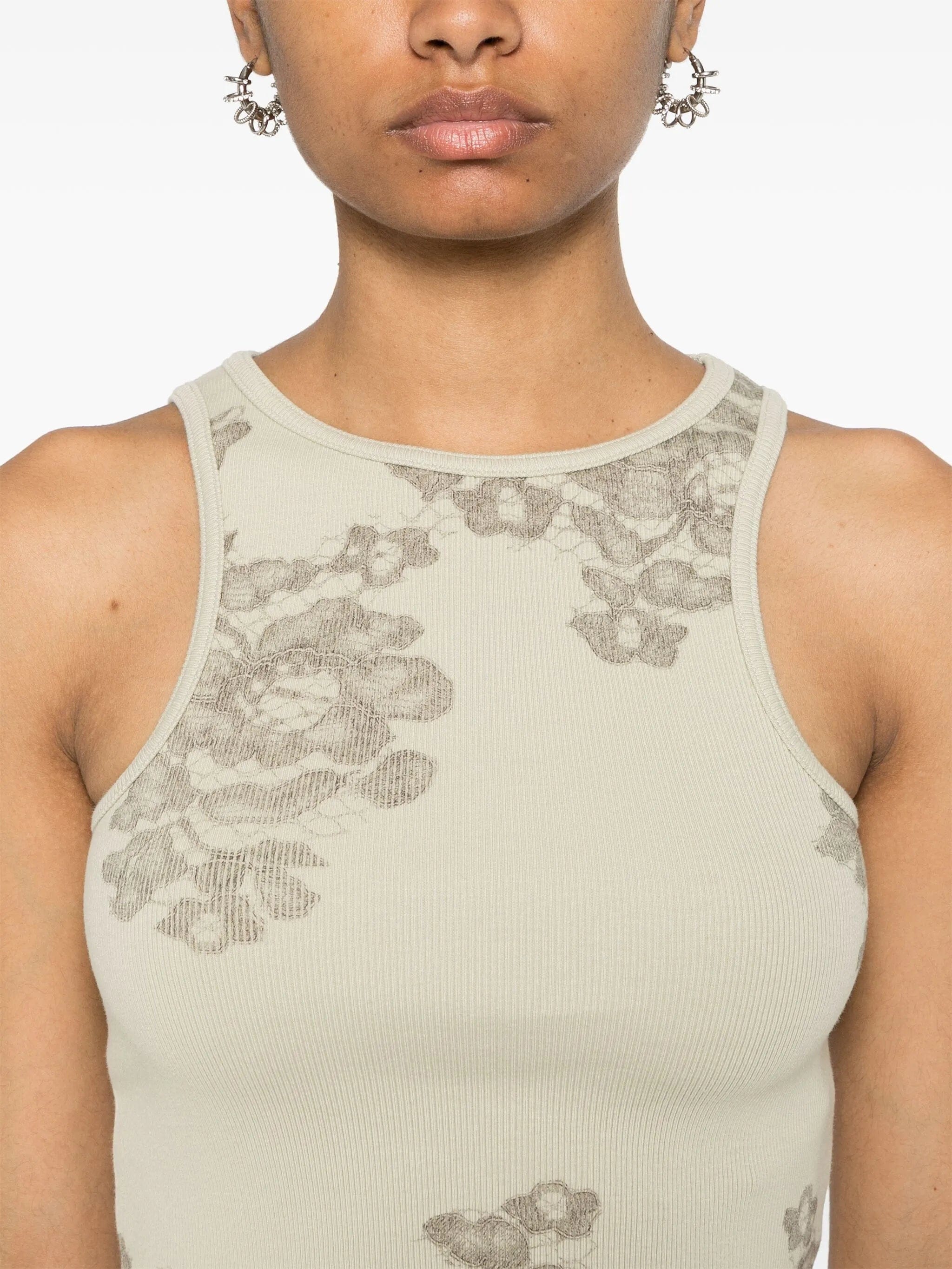 Acne Studios lace - print ribbed tank top