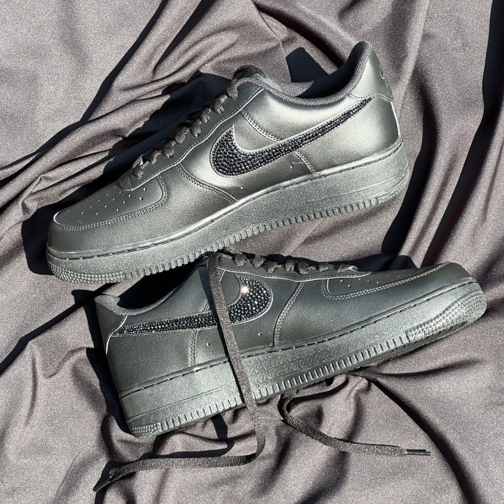 Mdcustoms BLACK CRYSTAL SWOOSH AF1