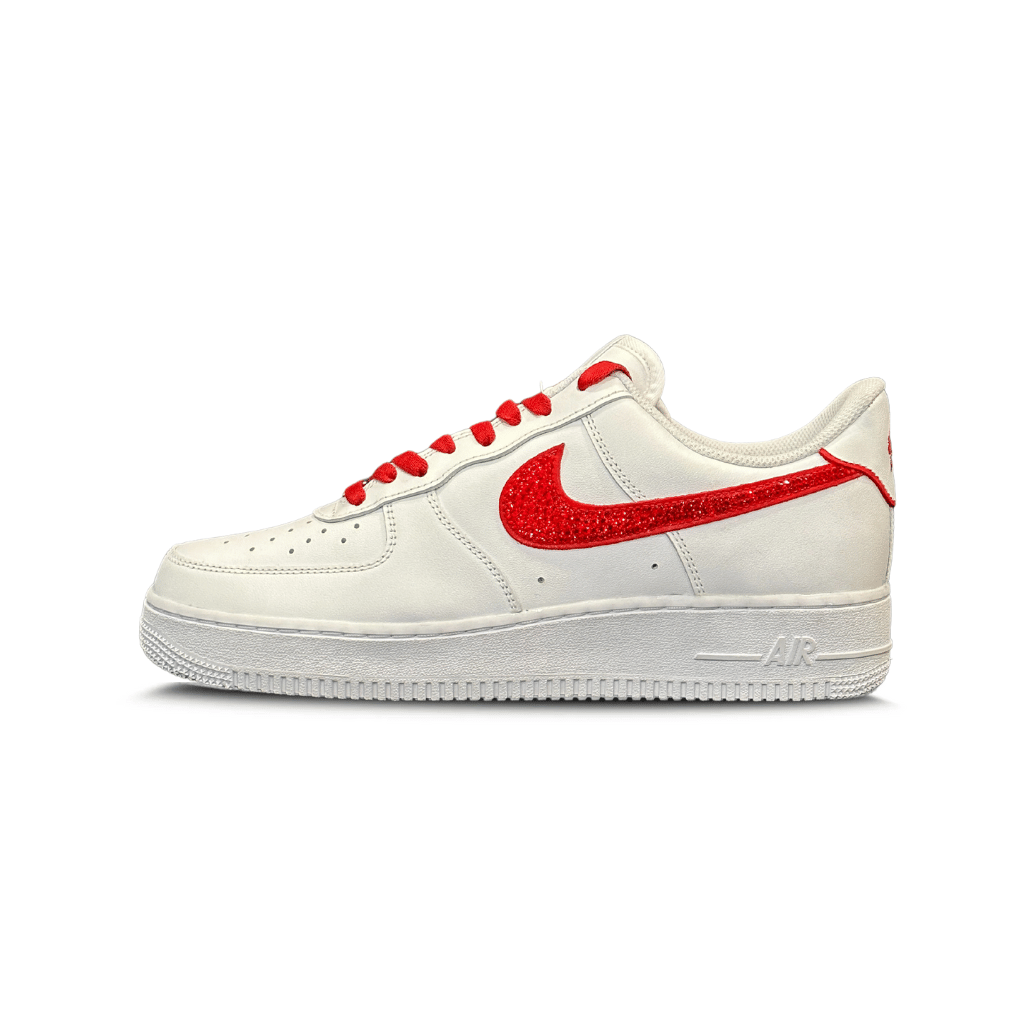 Mdcustoms RED CRYSTAL SWOOSH AF1