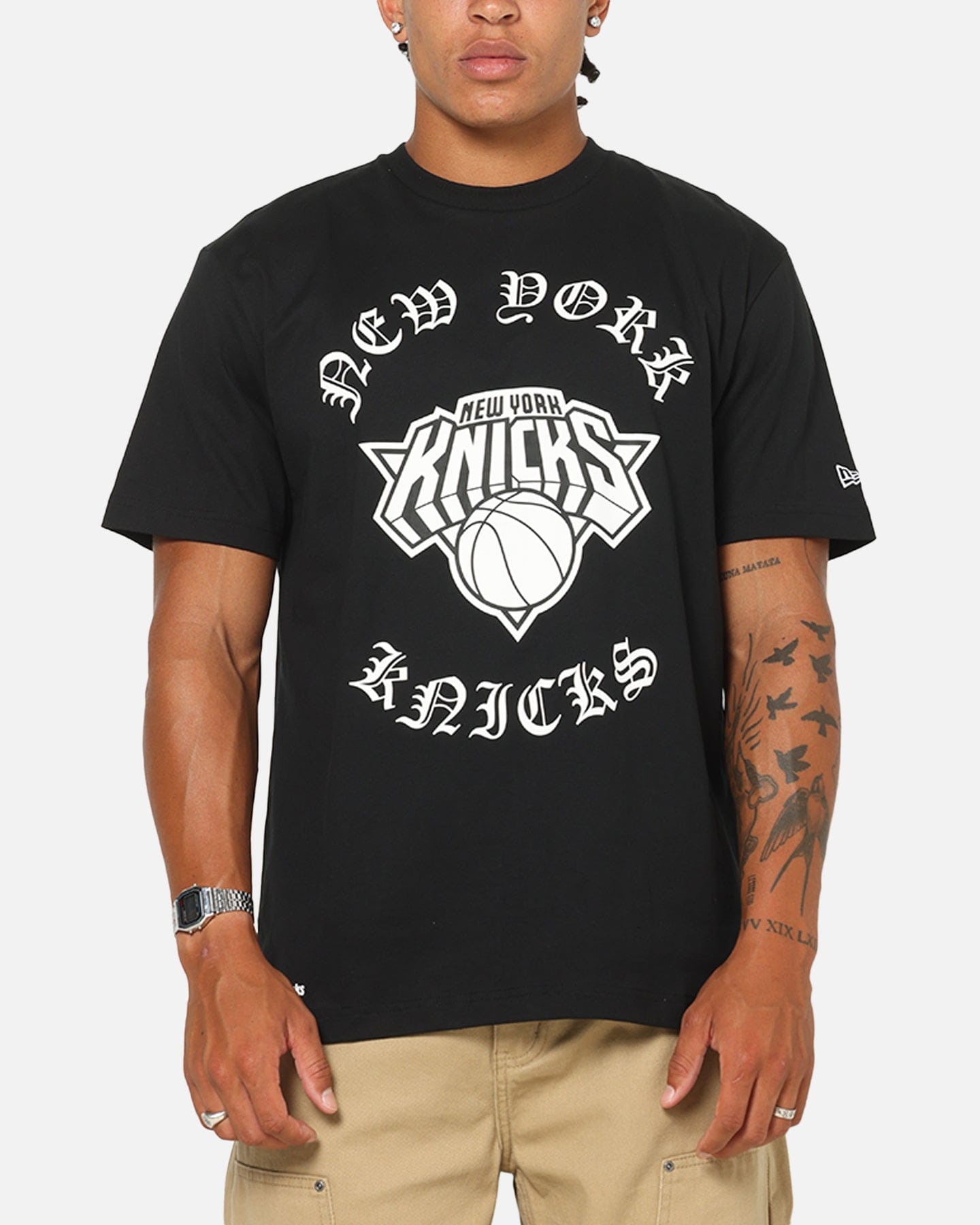 New Era New York Knicks Gothic Oversized T - Shirt Black