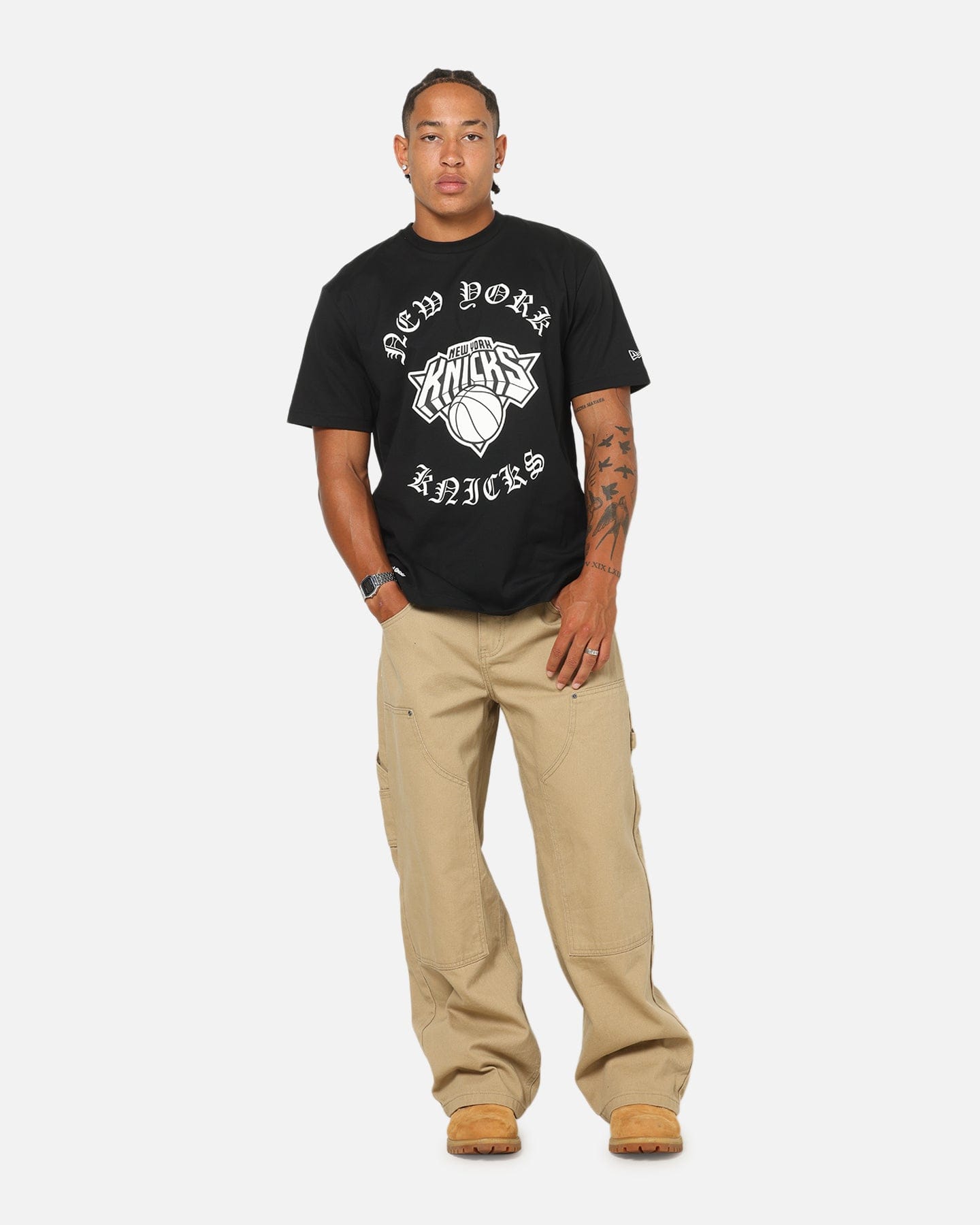 New Era New York Knicks Gothic Oversized T - Shirt Black