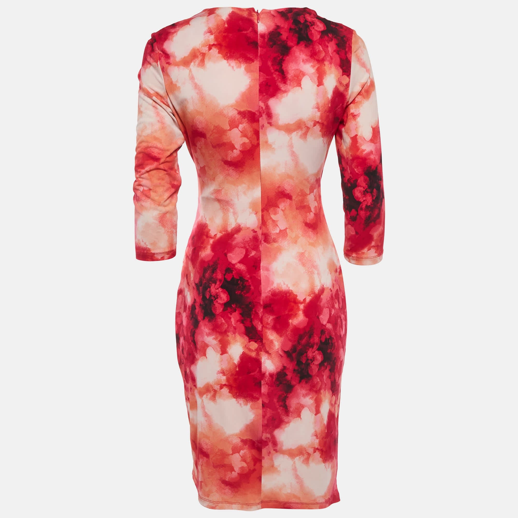Calvin Klein Multicolour Floral Pattern Jersey Asymmetric Mini Dress
