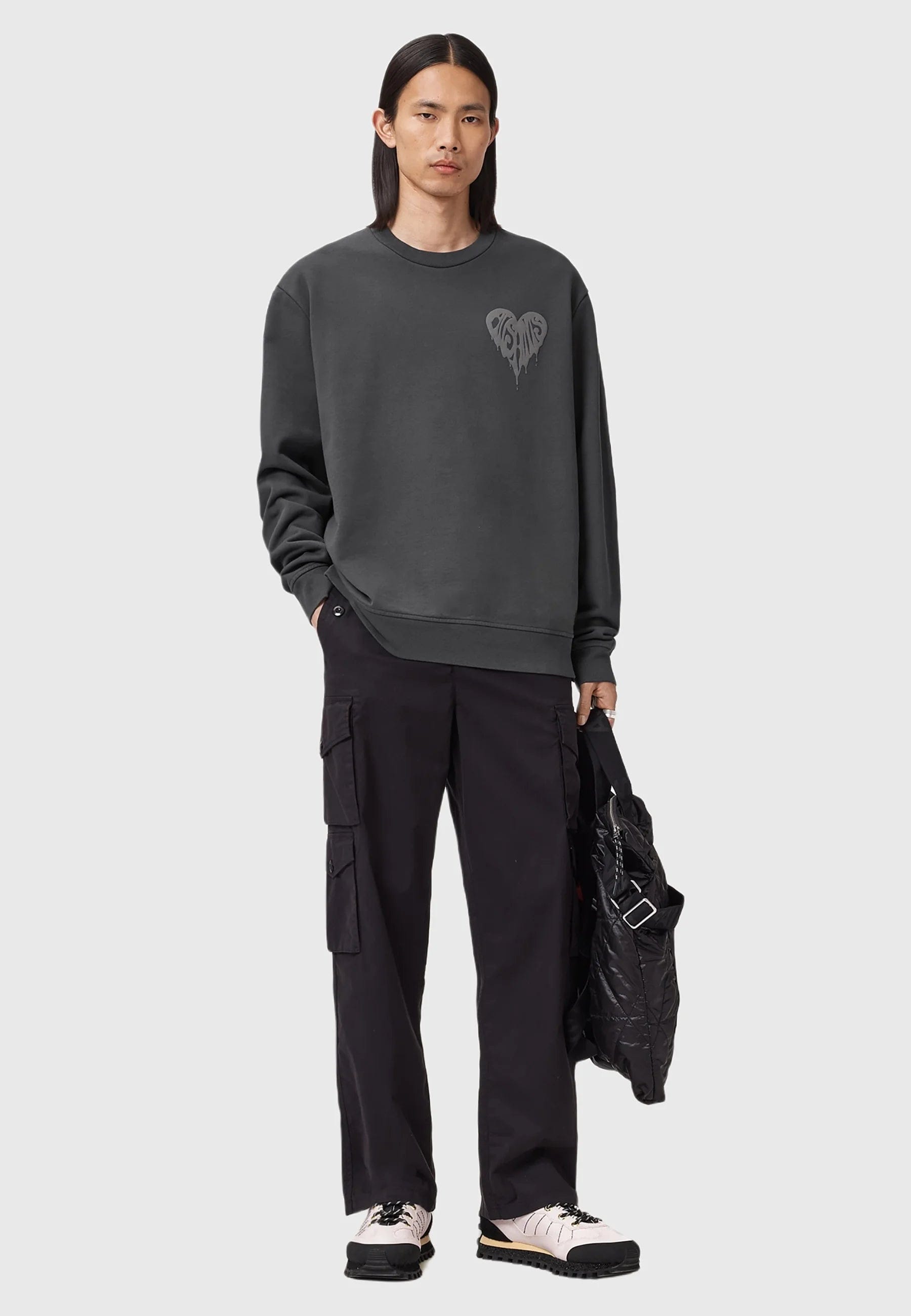 All Saints AllSaints Trip Crew Sweatshirt Washed Black