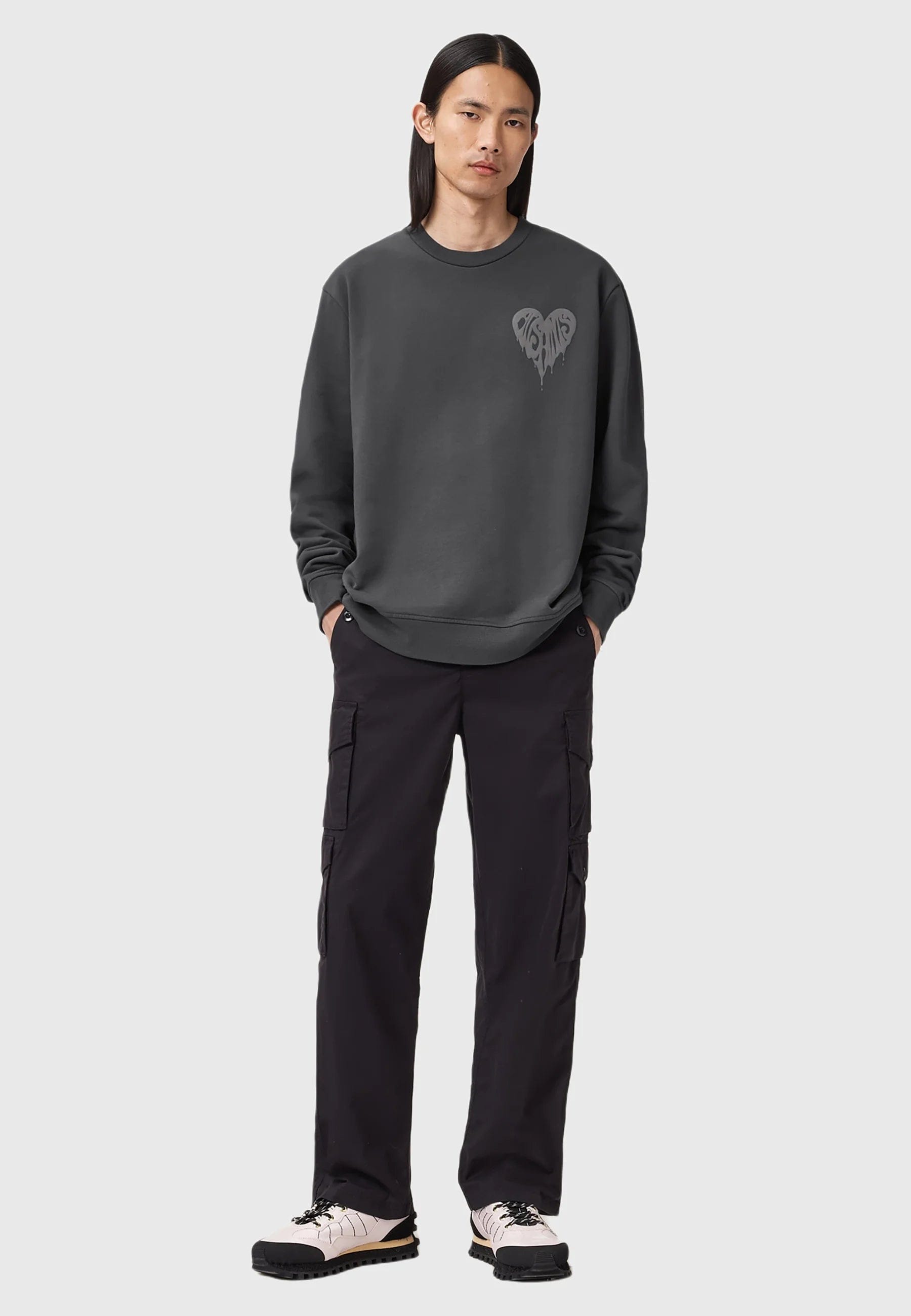 All Saints AllSaints Trip Crew Sweatshirt Washed Black