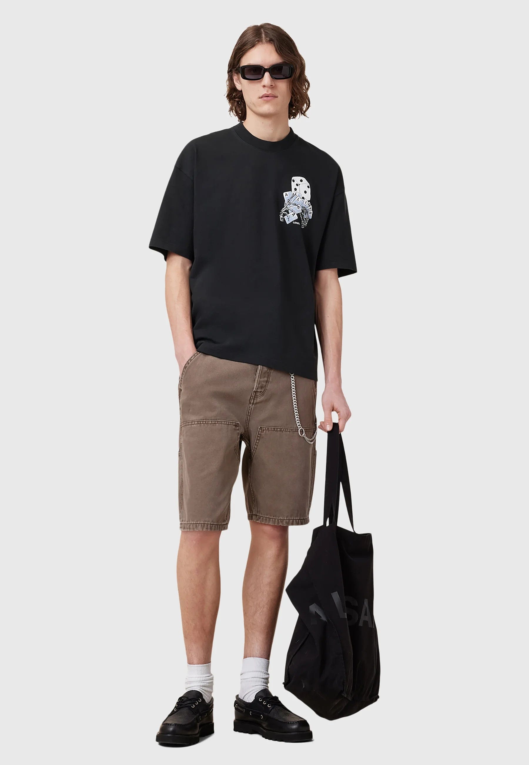 All Saints Dealt Crew Print T - Shirt Black | Off Kicks