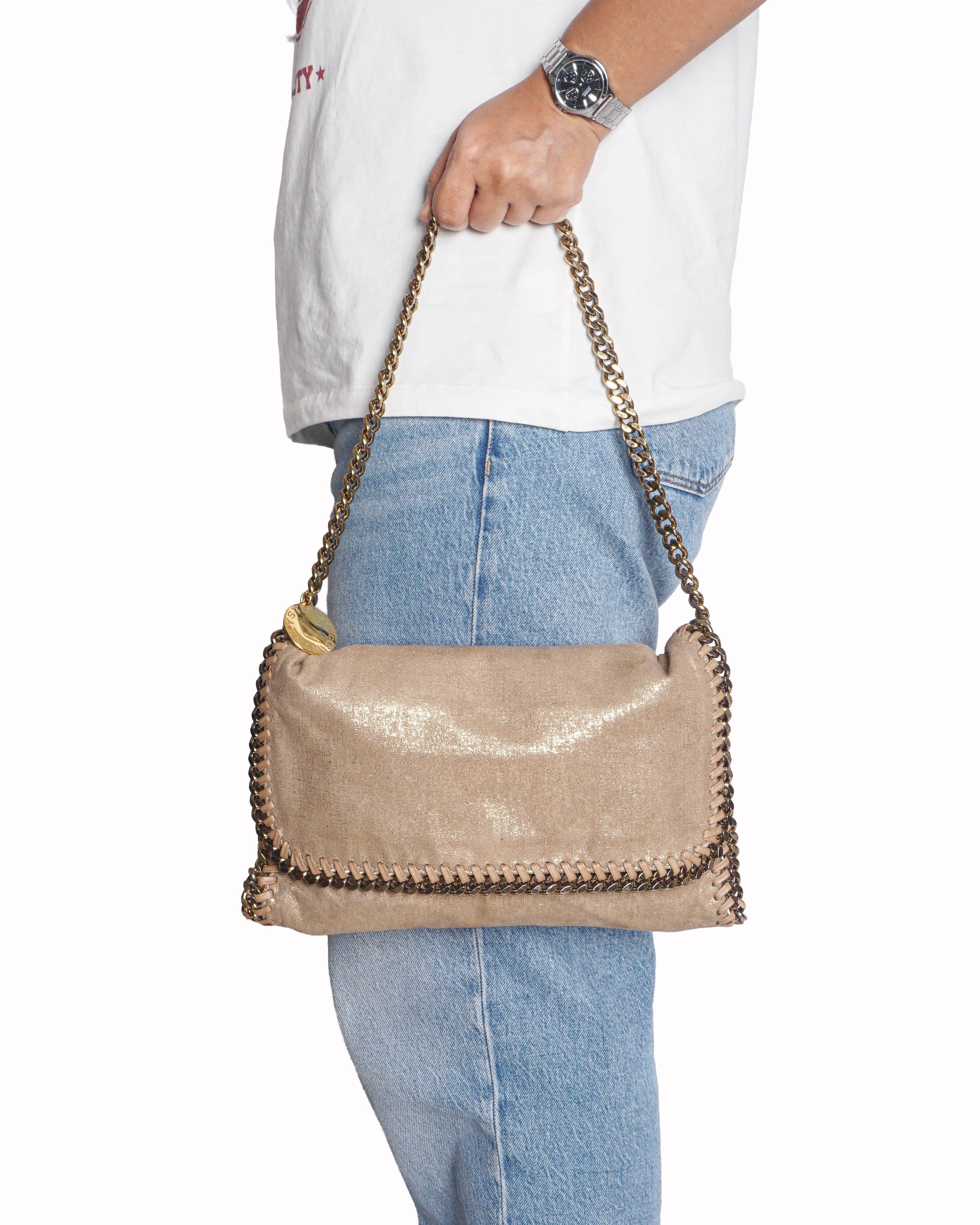 Stella Mccartney Metallic Champagne Gold Falabella Chain Shoulder Bag