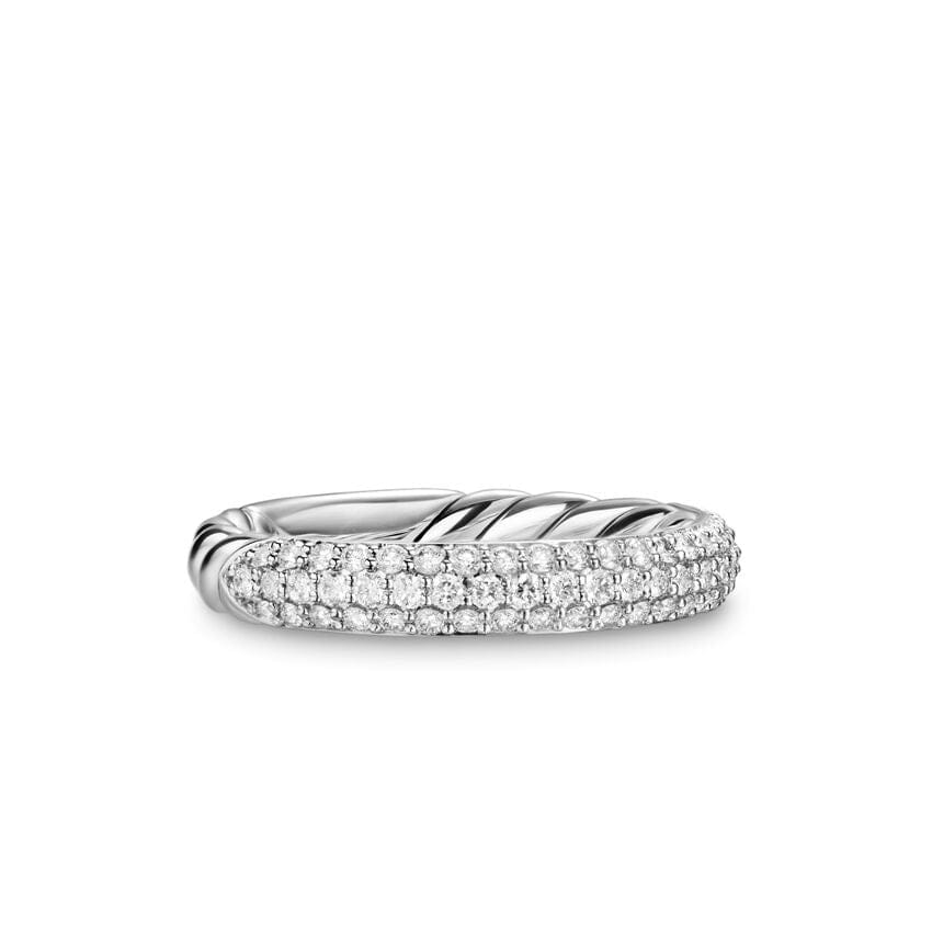 David Yurman DY Mercer Pavé Band Ring in Sterling Silver with Diamonds, 3.7 mm, Size 7