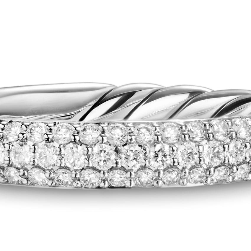 David Yurman DY Mercer Pavé Band Ring in Sterling Silver with Diamonds, 3.7 mm, Size 7