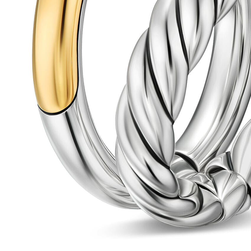 David Yurman DY Mercer Two Row Ring in Sterling Silver with 18K Yellow Gold, 8 mm, Size 7