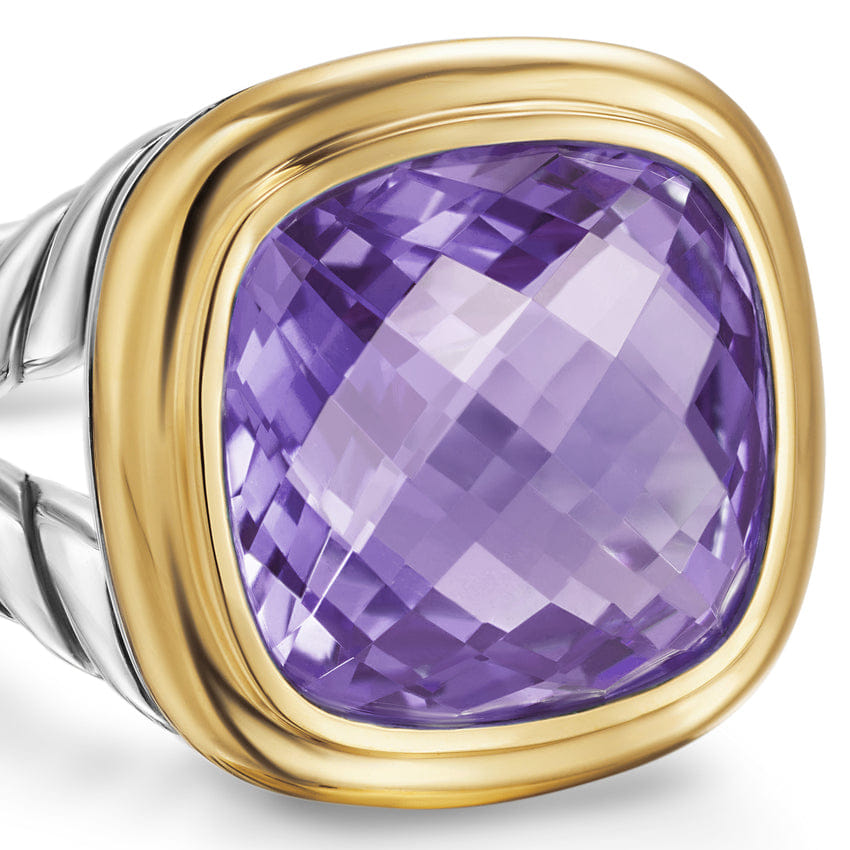 David Yurman Albion Ring in Sterling Silver with 18K Yellow Gold and Amethyst, 11 mm, Size 6