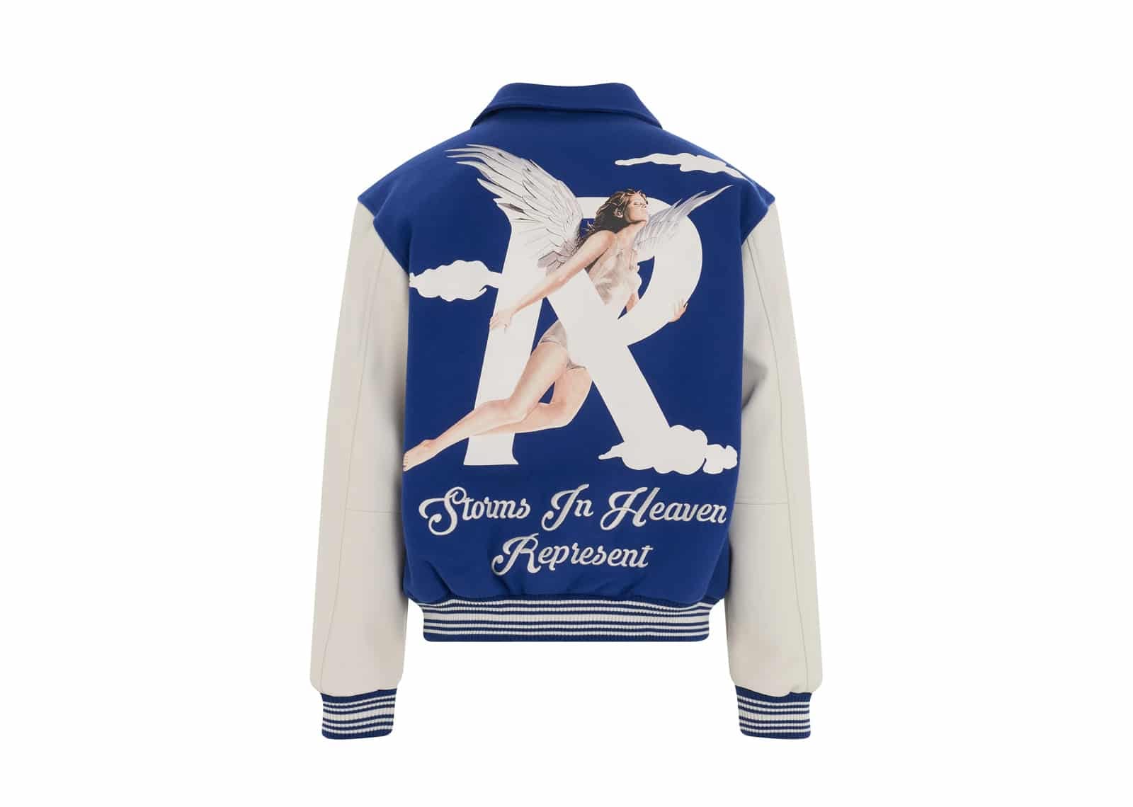 Represent Storms In Heaven Varsity Jacket Cobalt Blue