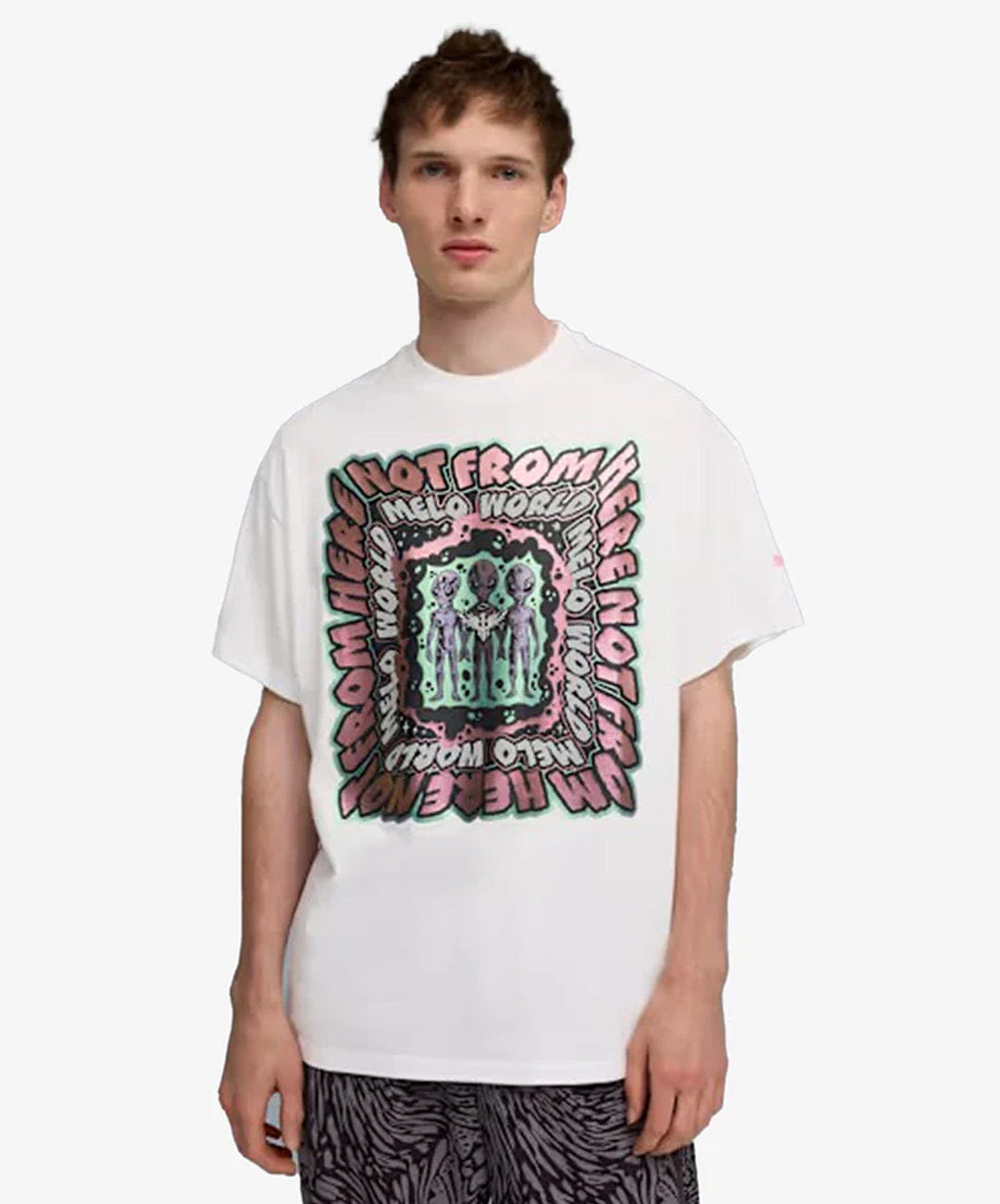 PUMA | LAMELO x MELO WORLD OVERSIZED BASKETBALL T-Shirt { PUMA WHITE