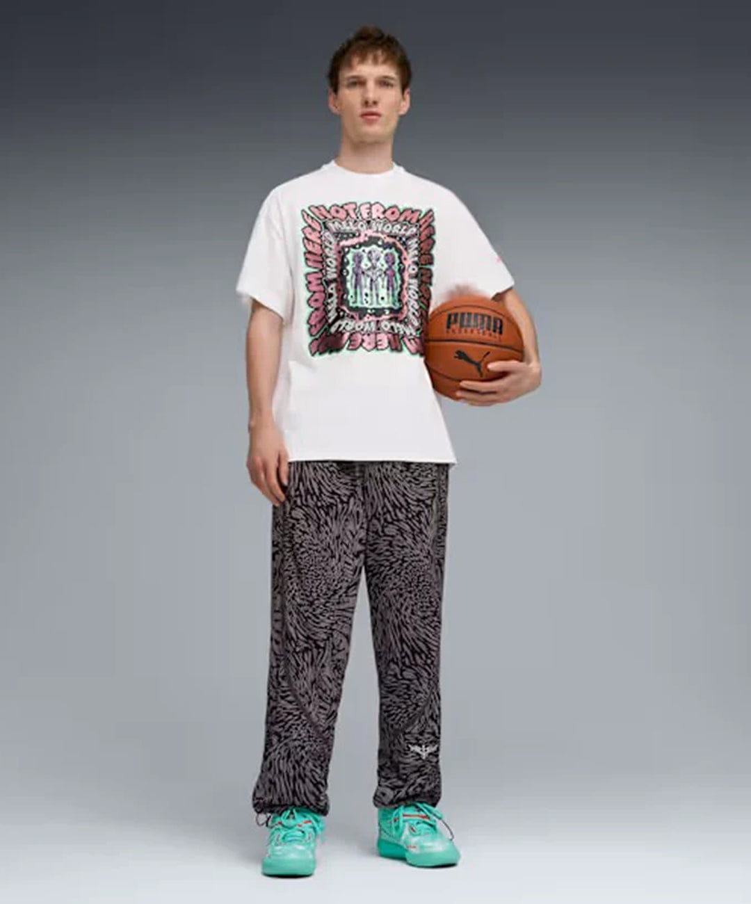 PUMA | LAMELO x MELO WORLD OVERSIZED BASKETBALL T-Shirt { PUMA WHITE