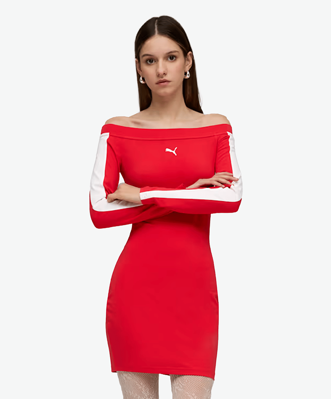 PUMA | T7 LONG SLEEVE DRESS { RED/WHITE