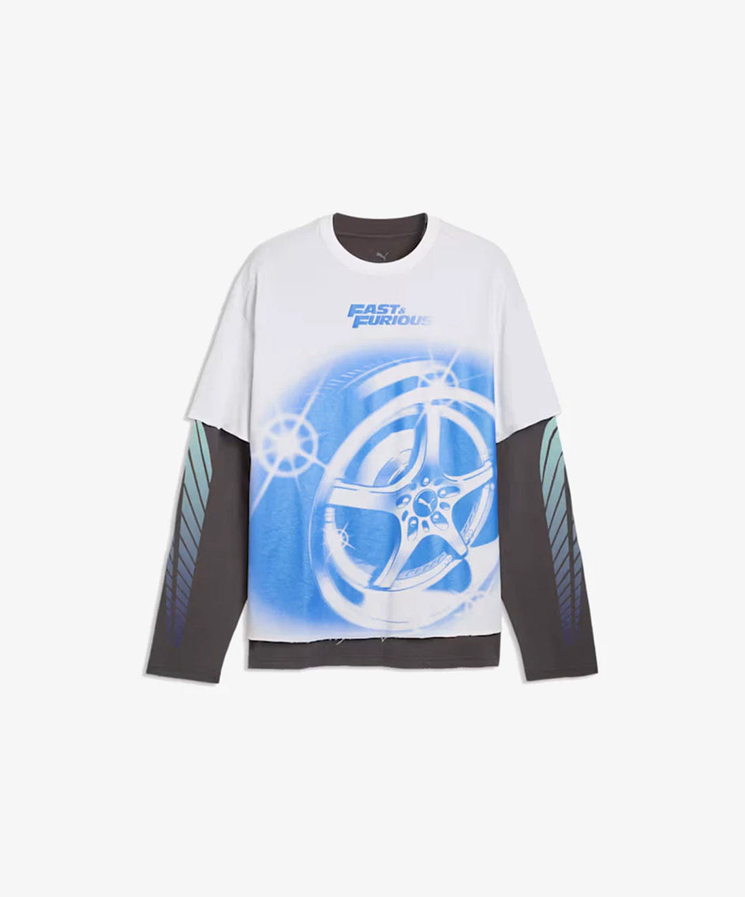 PUMA | x FAST & FURIOUS LONG SLEEVE LAYERED T-Shirt { PUMA WHITE - DUSKY GRAY