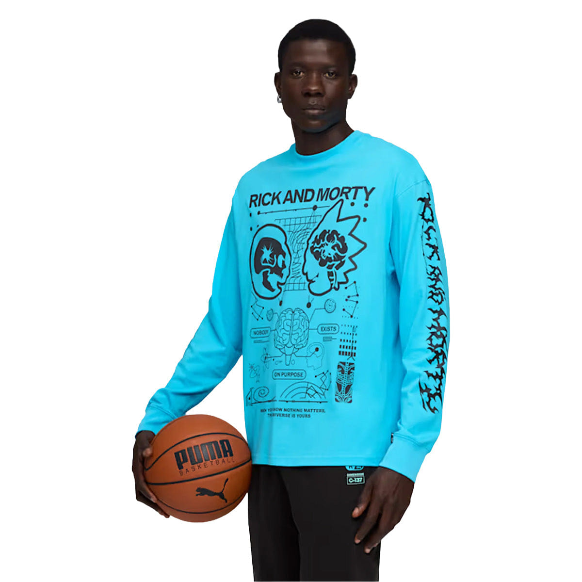PUMA Hoops + Rick and Morty LS T-Shirt Bright Aqua