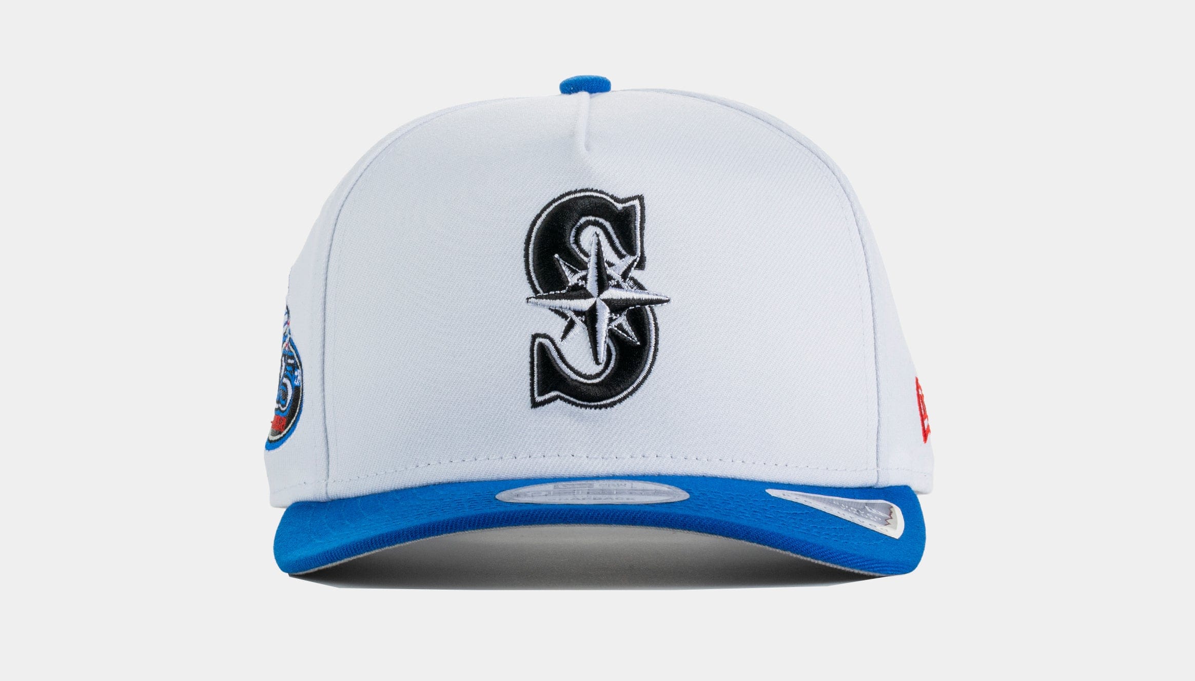 NEW ERA Seattle Mariners 950AF Curve Snapback Mens Hat (White/Blue)