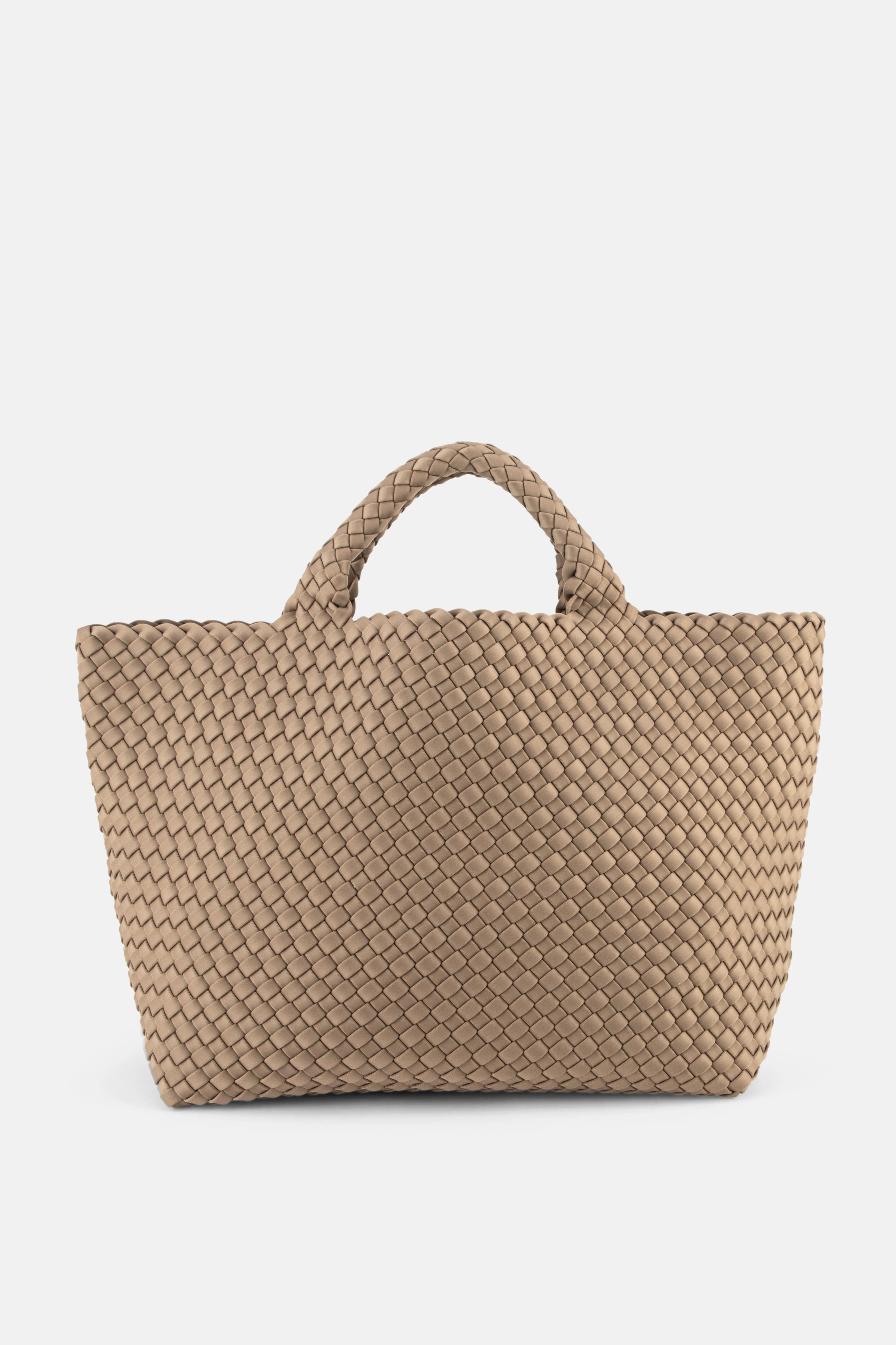Naghedi St. Barths Woven Medium Tote Bag in Beige with Pouch