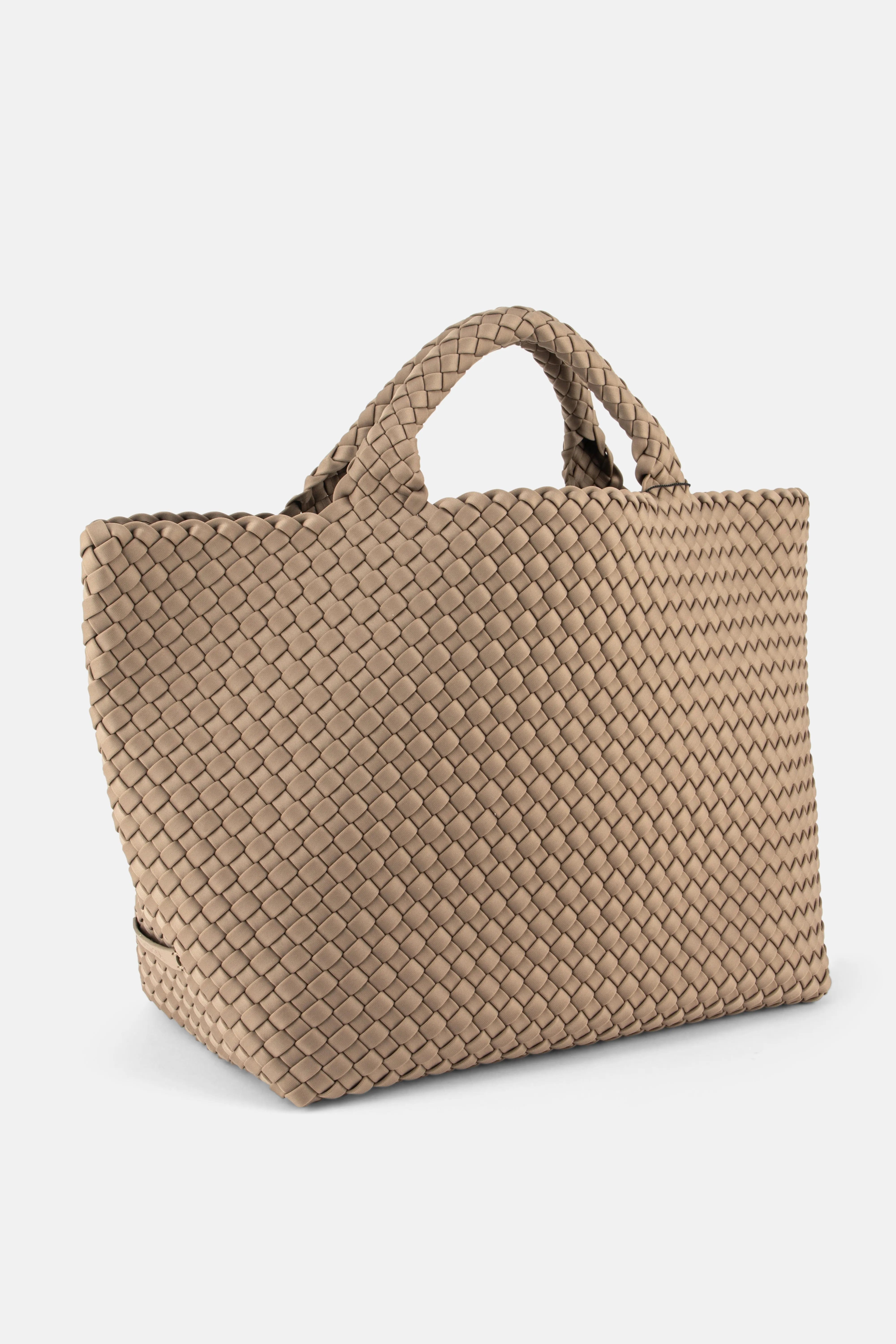 Naghedi St. Barths Woven Medium Tote Bag in Beige with Pouch