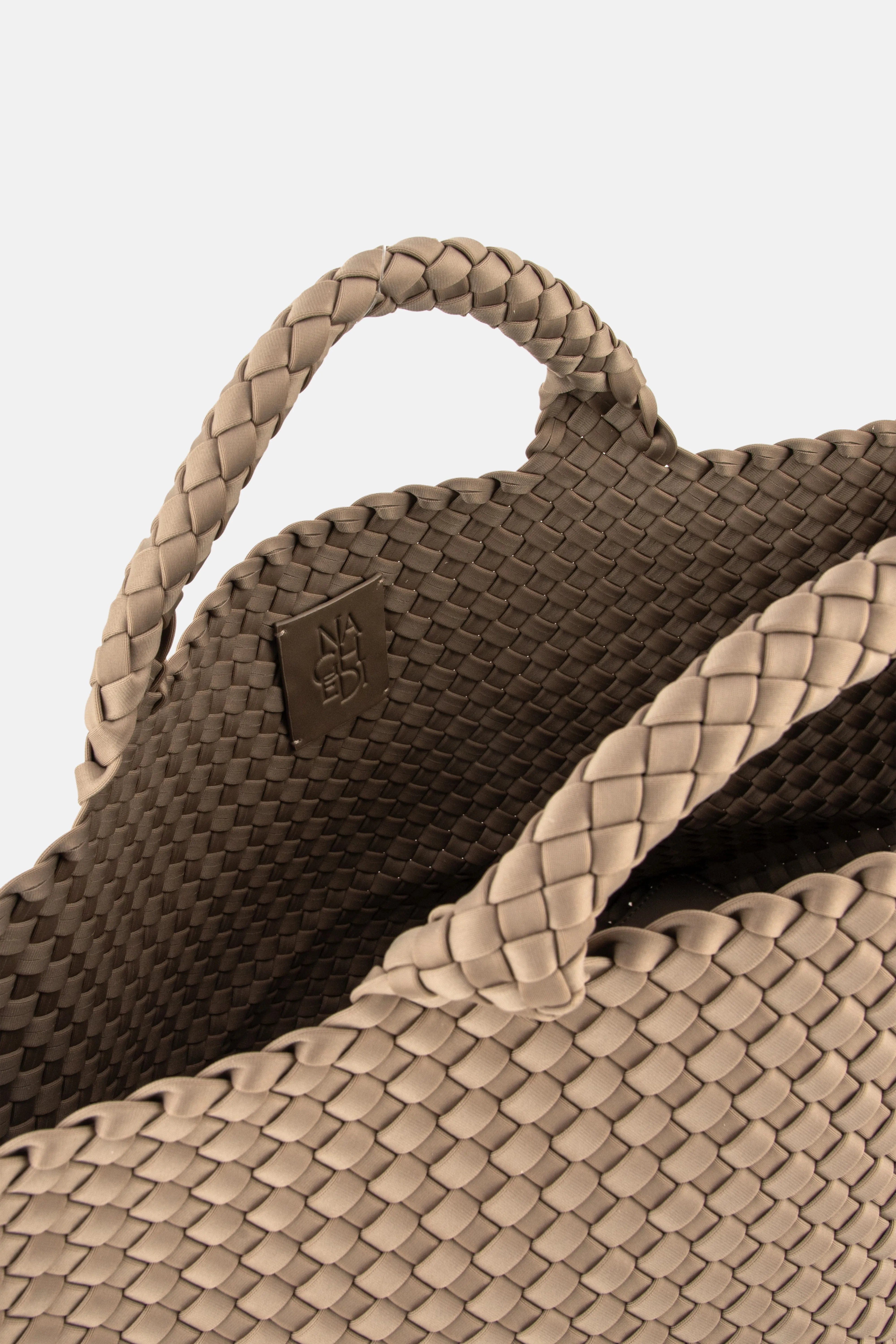 Naghedi St. Barths Woven Medium Tote Bag in Beige with Pouch