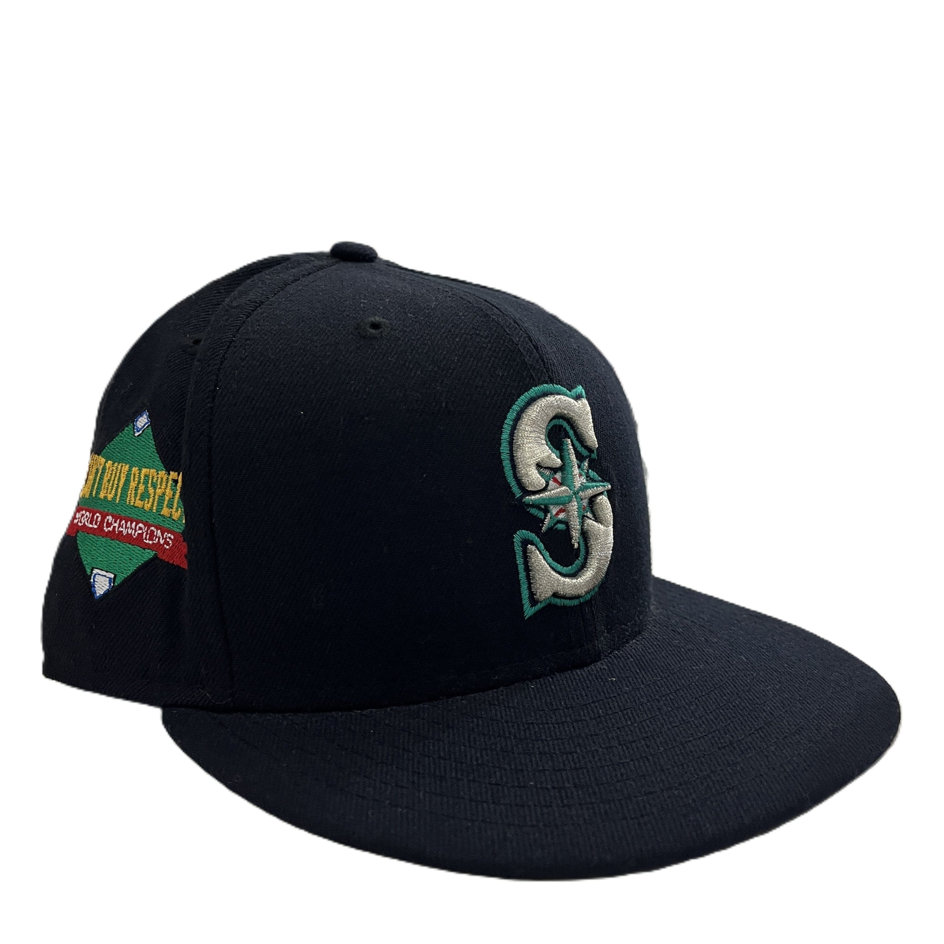 New Era Seattle Mariners Can't Buy Respect Griffey Jr. HOF Fitted Hat Navy (WORN)