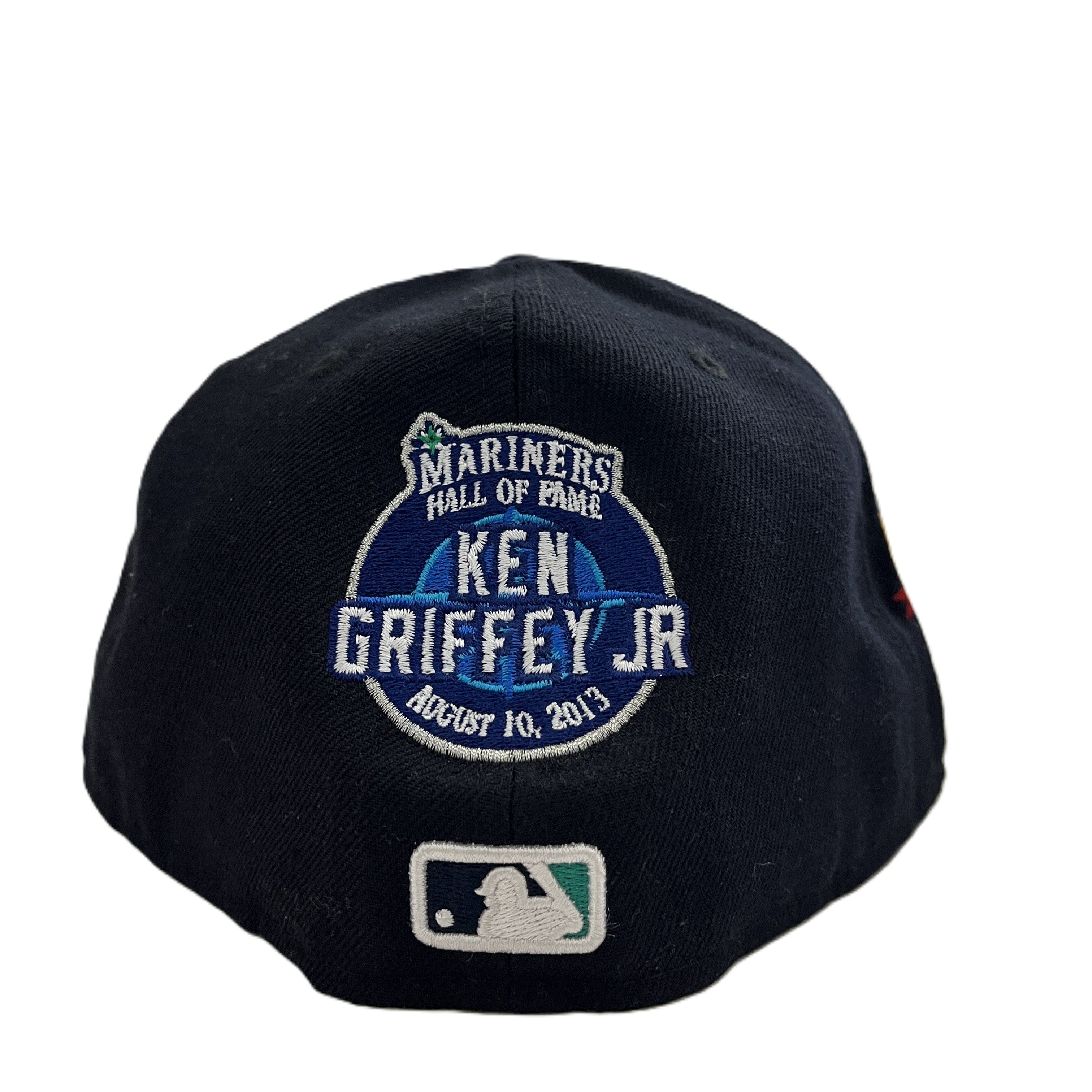New Era Seattle Mariners Can't Buy Respect Griffey Jr. HOF Fitted Hat Navy (WORN)