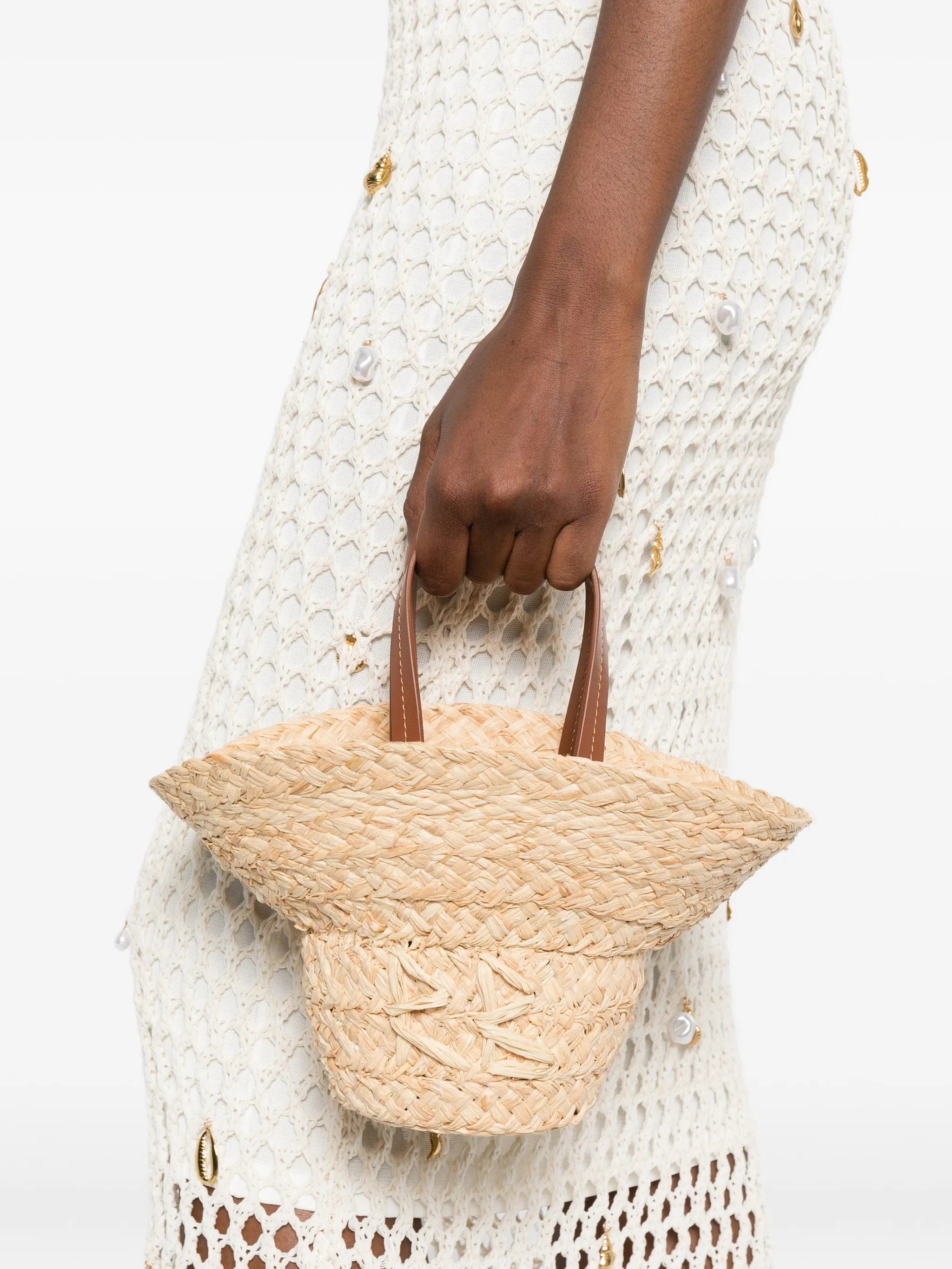 Ruslan Baginskiy hat - shaped straw tote bag