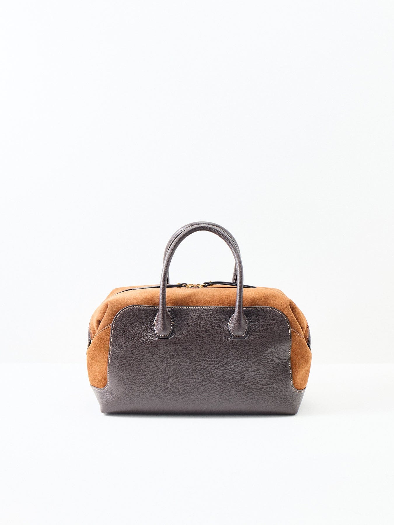 Gianni Chiarini Gemma Leather and Suede Bowling Bag Brown