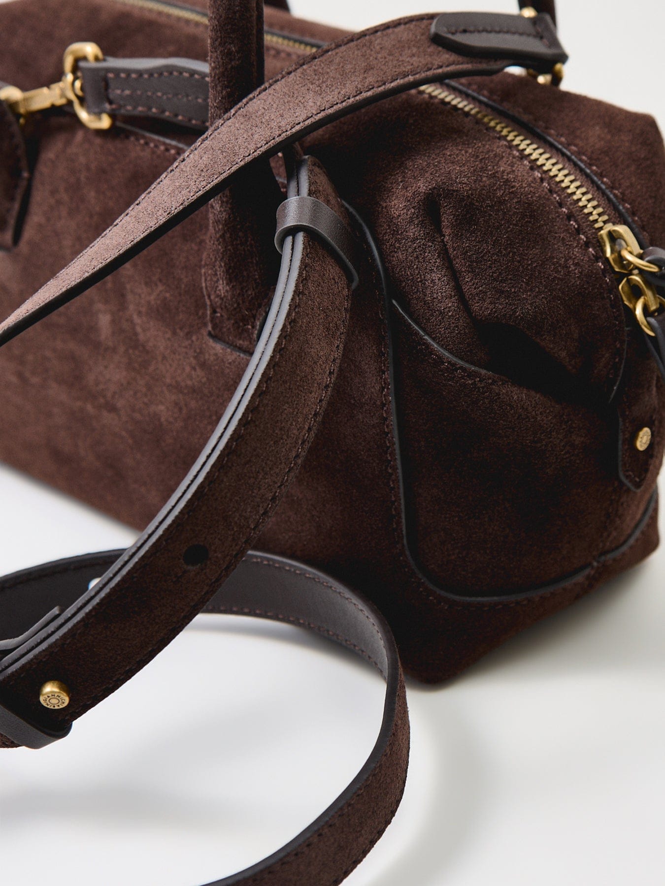 Gianni Chiarini Gemma Small Suede Bowling Bag Brown