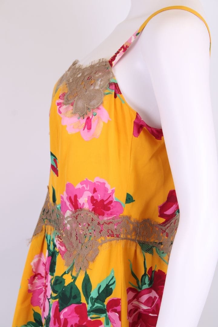 Dolce & Gabbana Floral Lace Trim Camisole Mustard/ Pink M