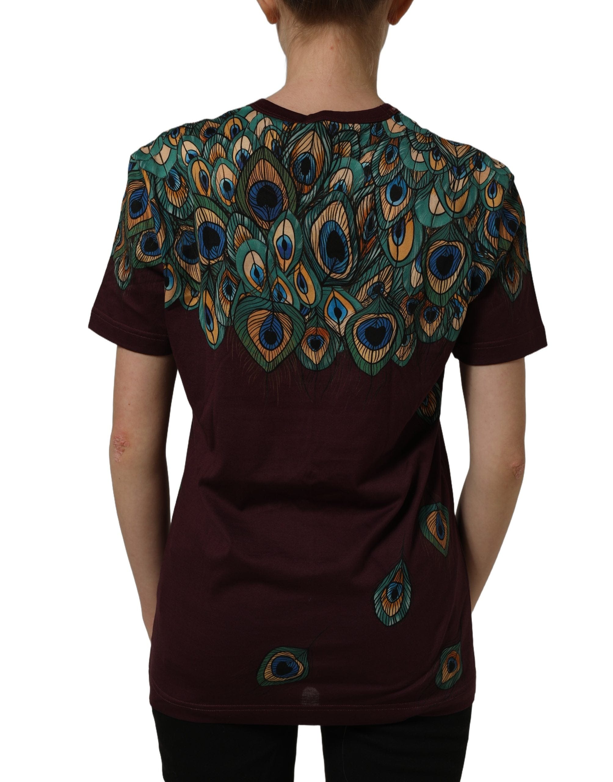 Dolce & Gabbana Peacock Feather Round Neck Women's T - shirt