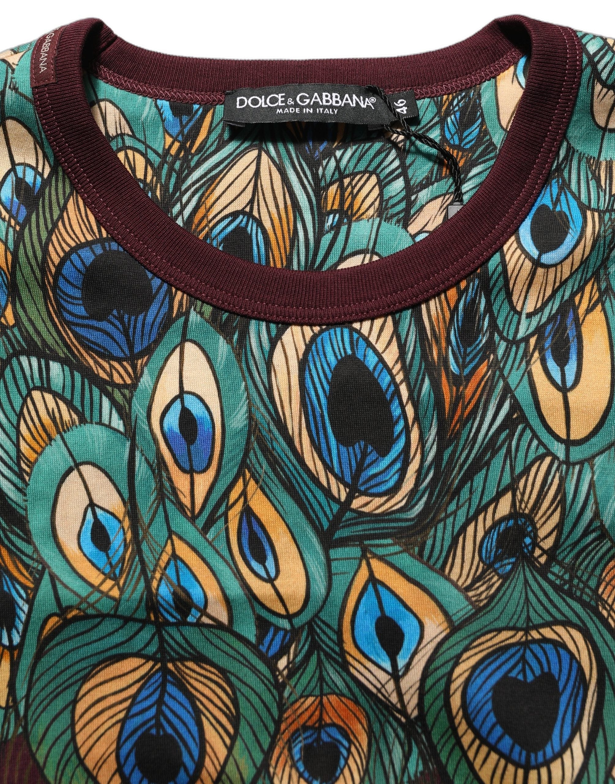 Dolce & Gabbana Peacock Feather Round Neck Women's T - shirt