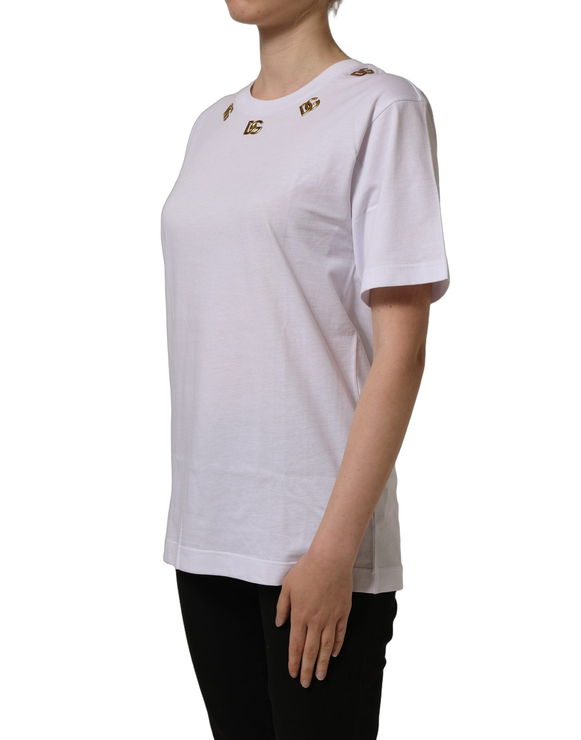 Dolce & Gabbana Cotton gold DG Logo Crew Neck Women's T - shirt
