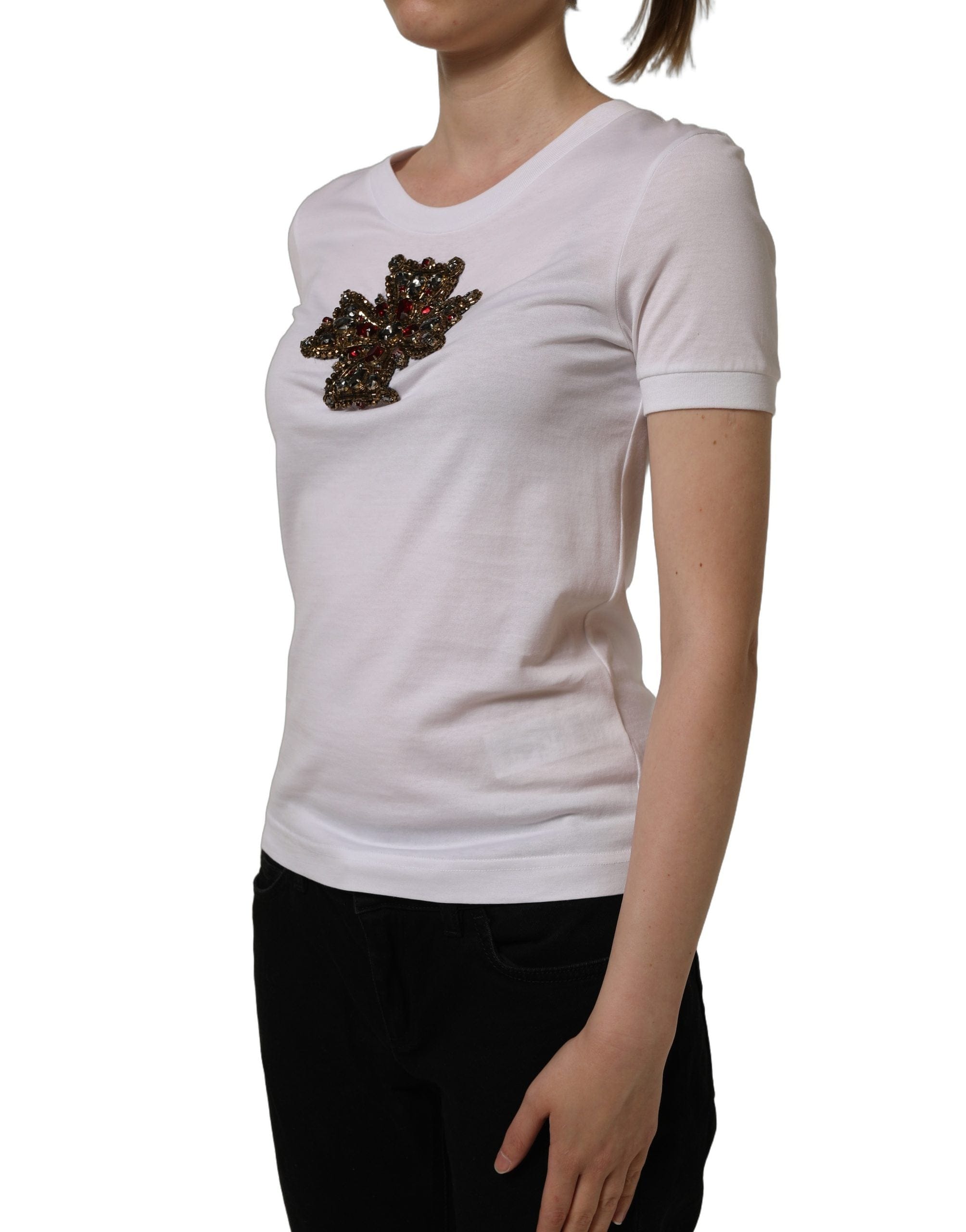 Dolce & Gabbana Crystal Embellished Cross Top Women's T - shirt