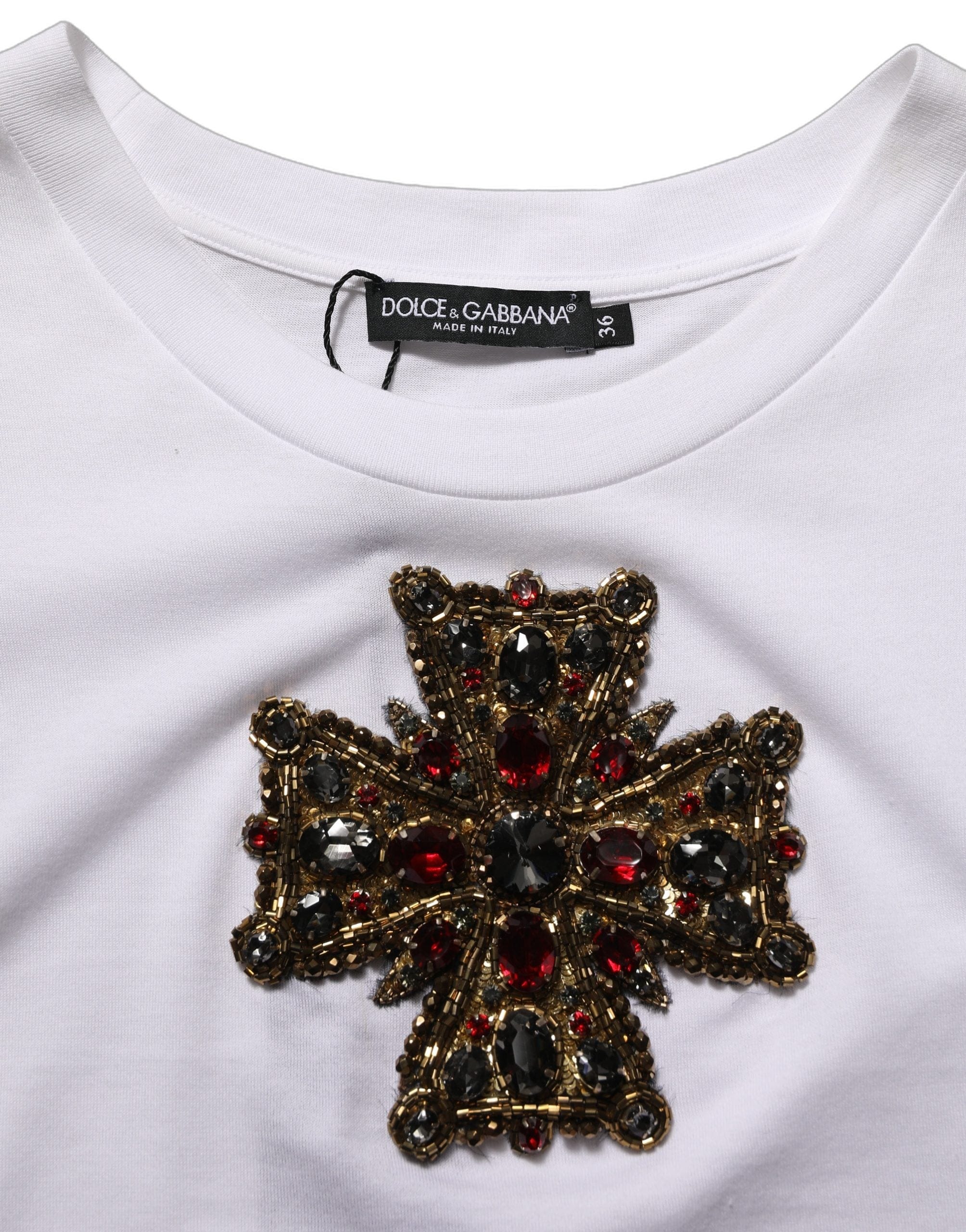 Dolce & Gabbana Crystal Embellished Cross Top Women's T - shirt