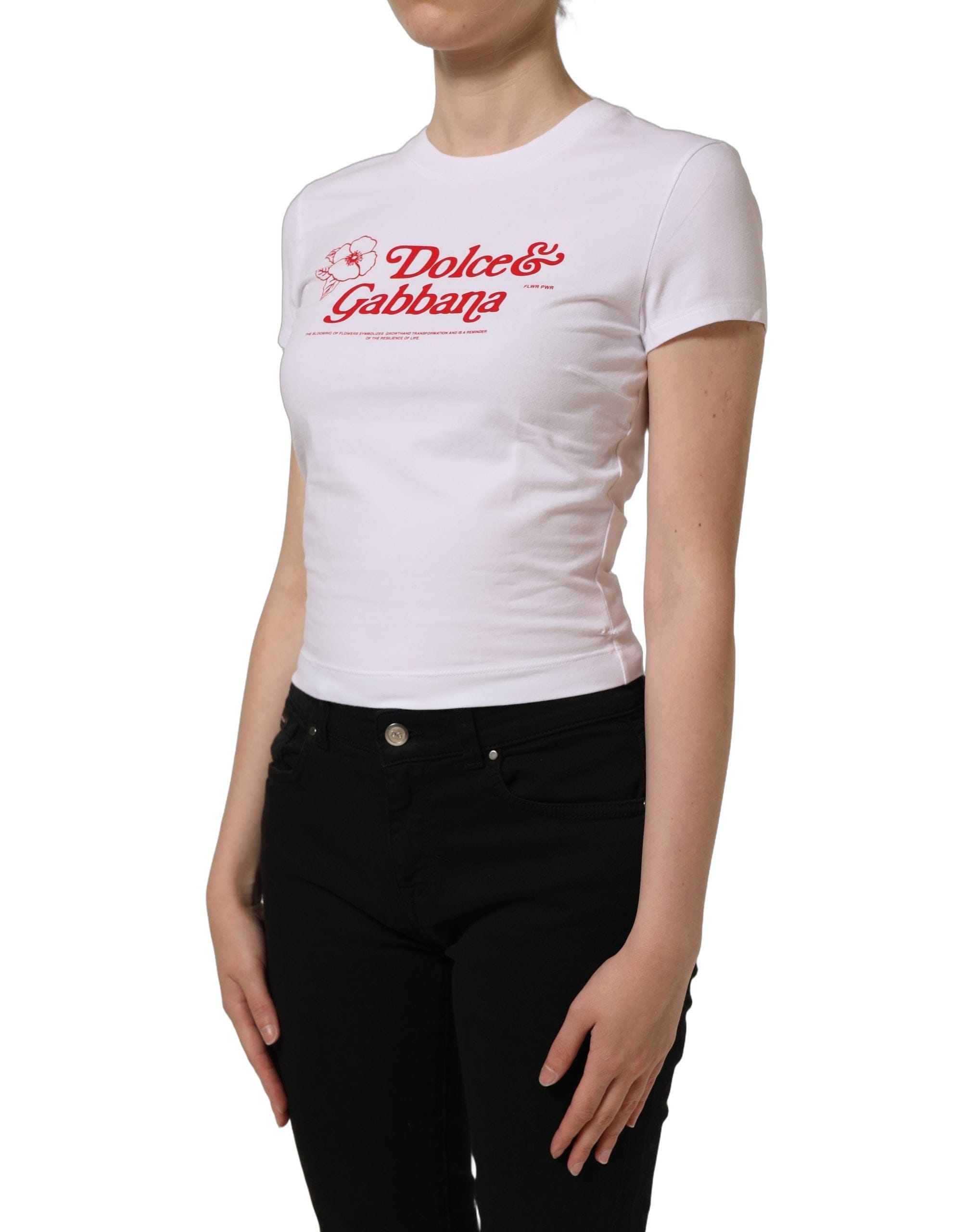 Dolce & Gabbana Floral Logo Print Crew Neck Women's T - shirt