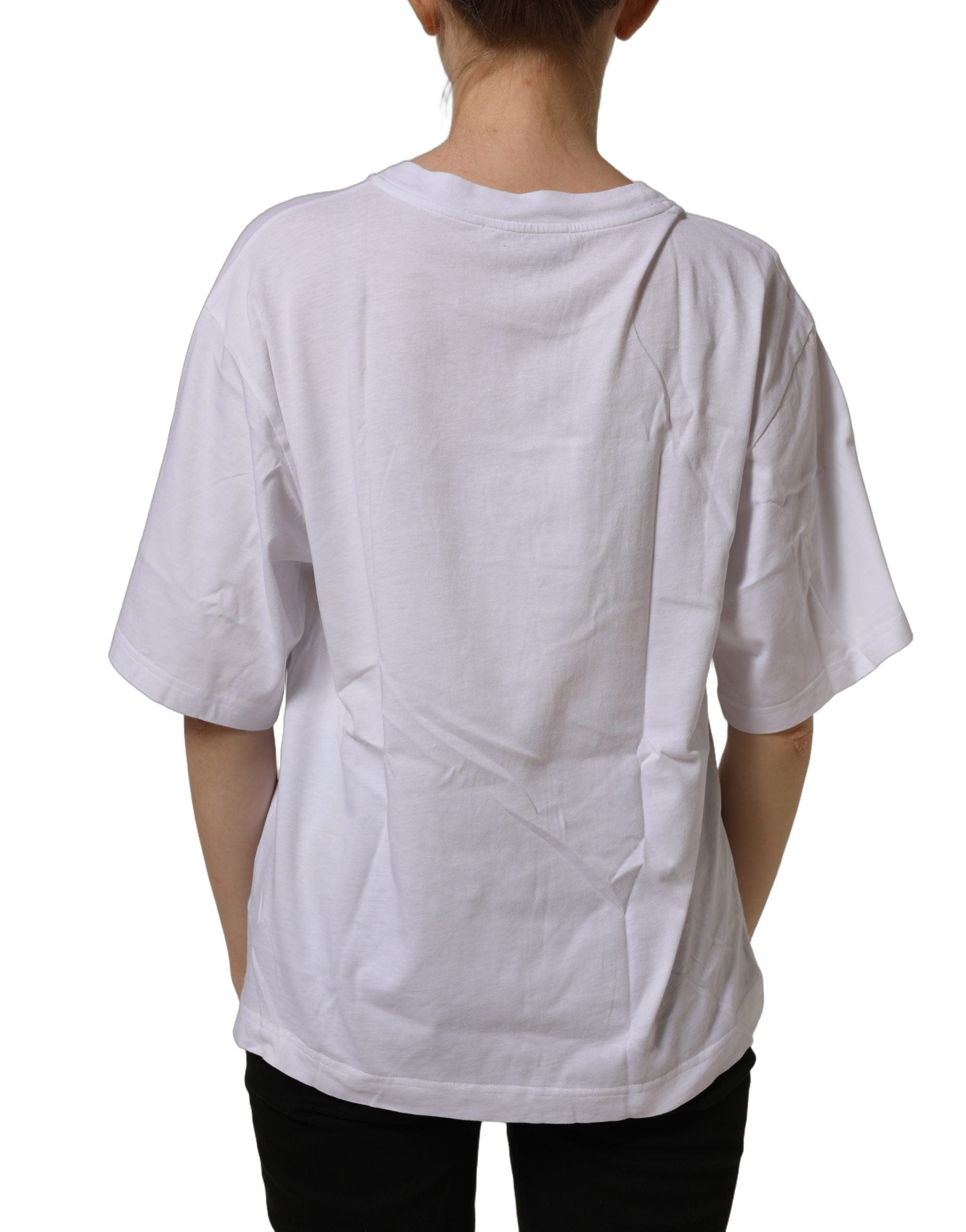 Dolce & Gabbana Logo Patch Cotton Crew Neck Women's T - shirt