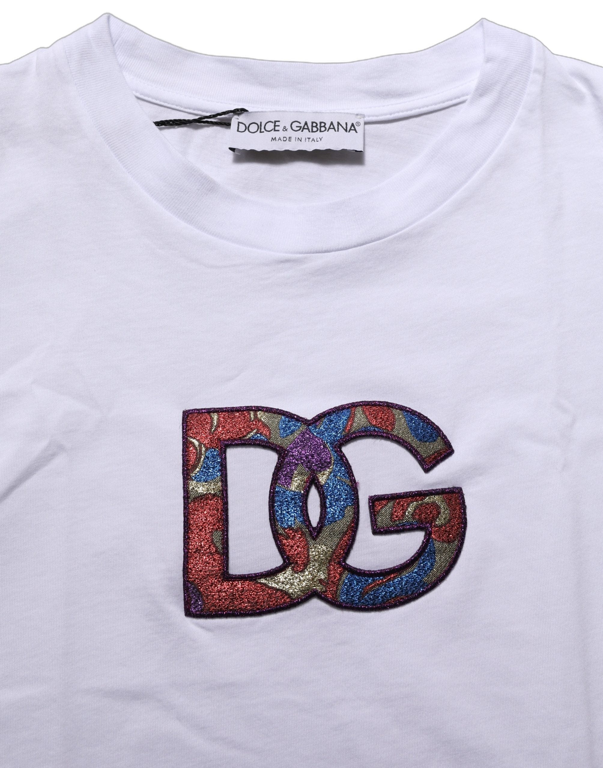 Dolce & Gabbana Logo Patch Cotton Crew Neck Women's T - shirt