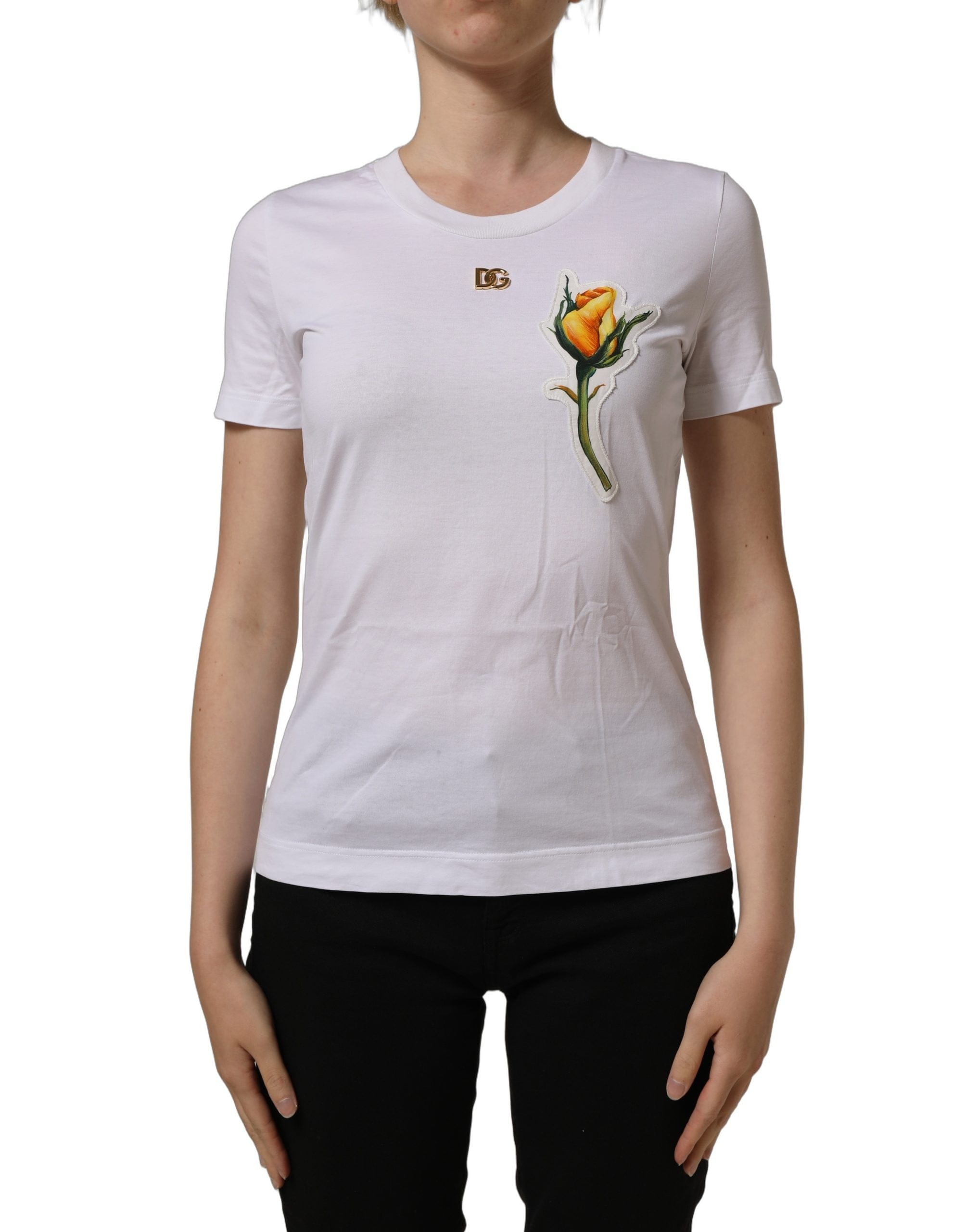 Dolce & Gabbana Cotton Patch Crew Neck Women's T - shirt
