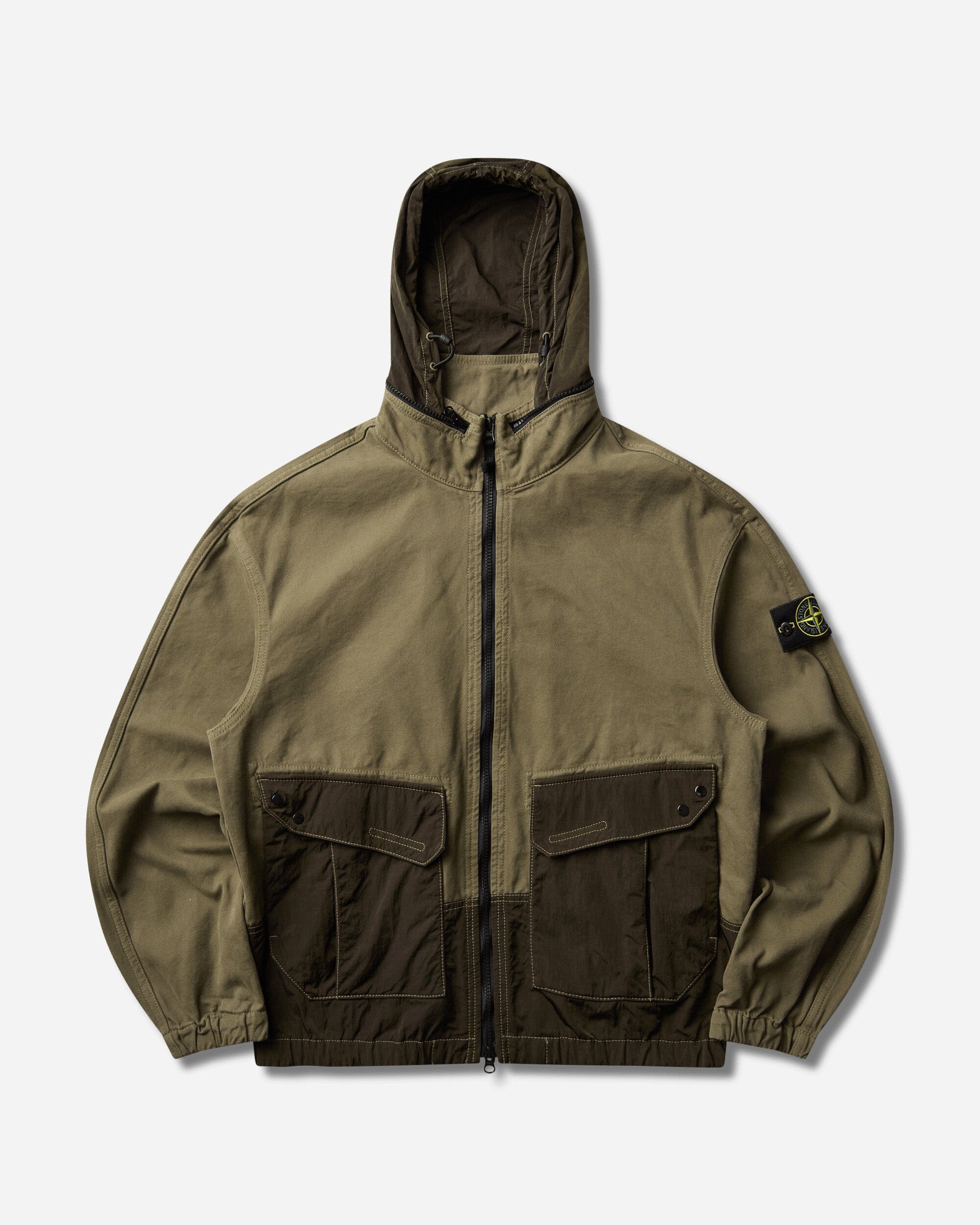 Stone Island Men's Organic Panama Cotton + Nylon Overshirt Military Green
